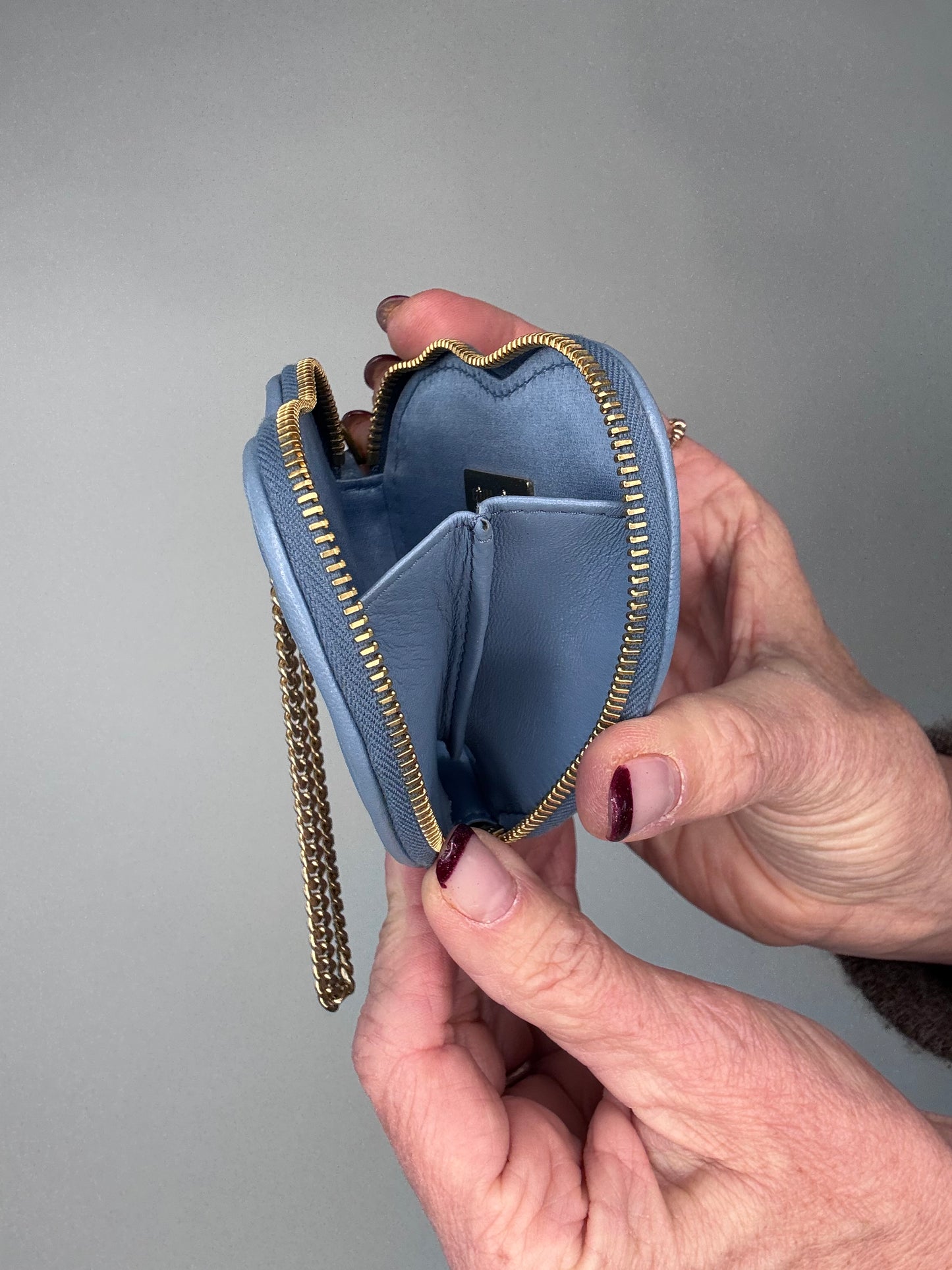 Miu Miu Heart Coin Key Pouch Nappa Blue Leather