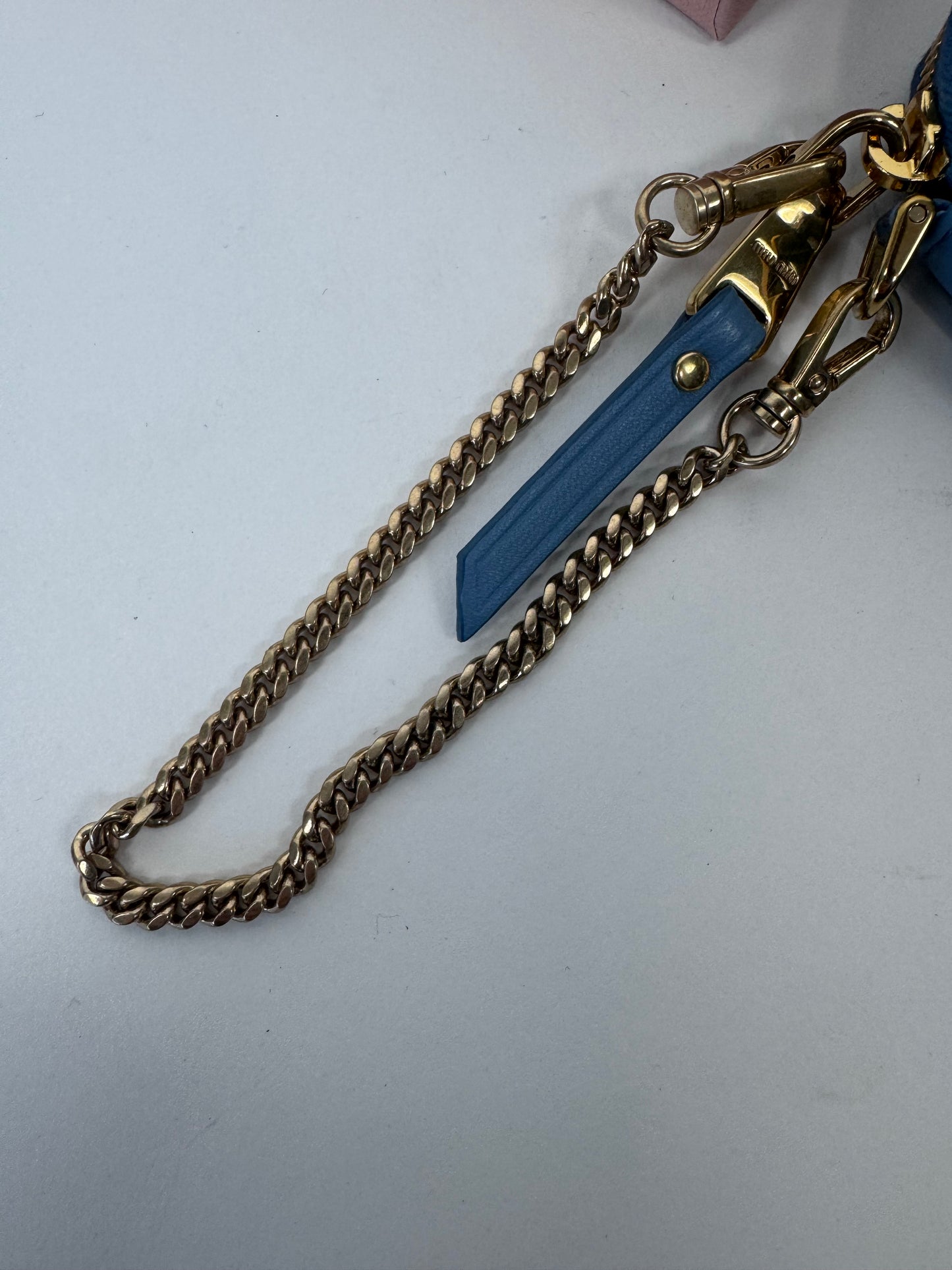 Miu Miu Heart Coin Key Pouch Nappa Blue Leather