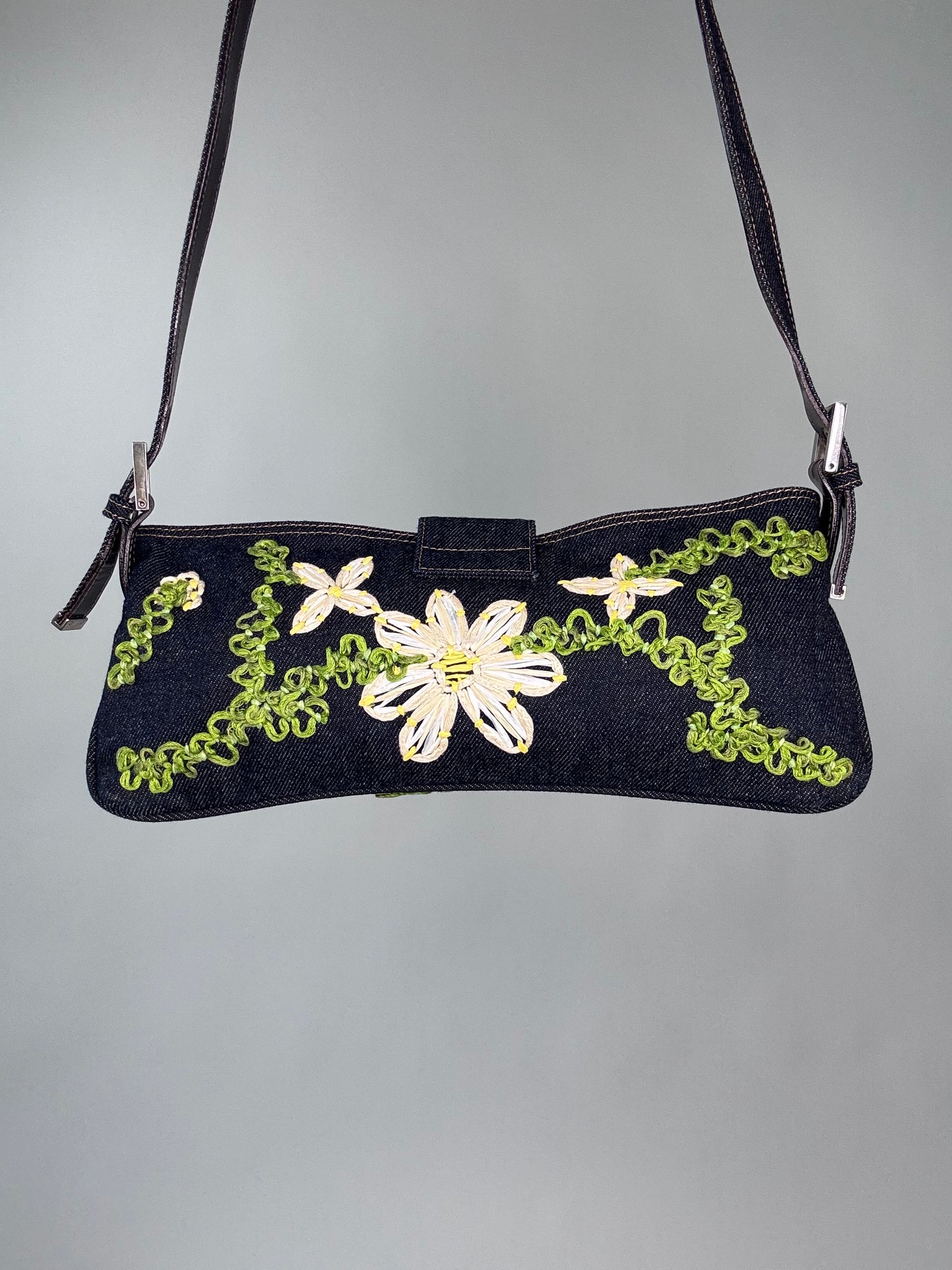 Fendi Floral Denim Mamma Baguette Bag