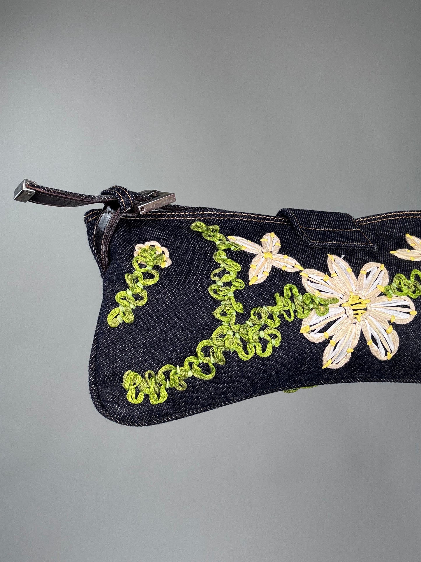 Fendi Floral Denim Mamma Baguette Bag