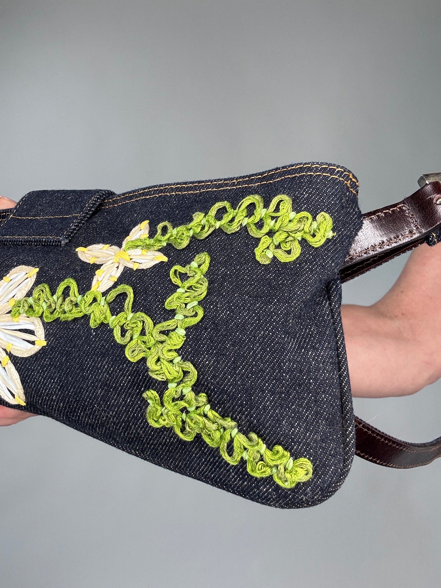 Fendi Floral Denim Mamma Baguette Bag