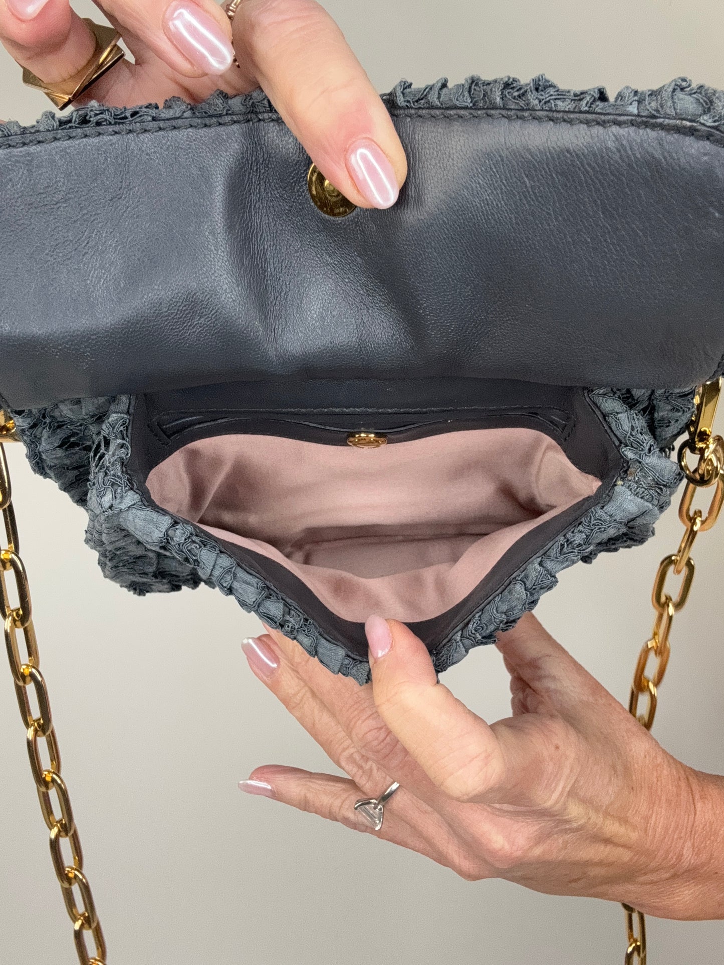 Miu Miu Matelasse Rare Denim Lace Two Way Bag