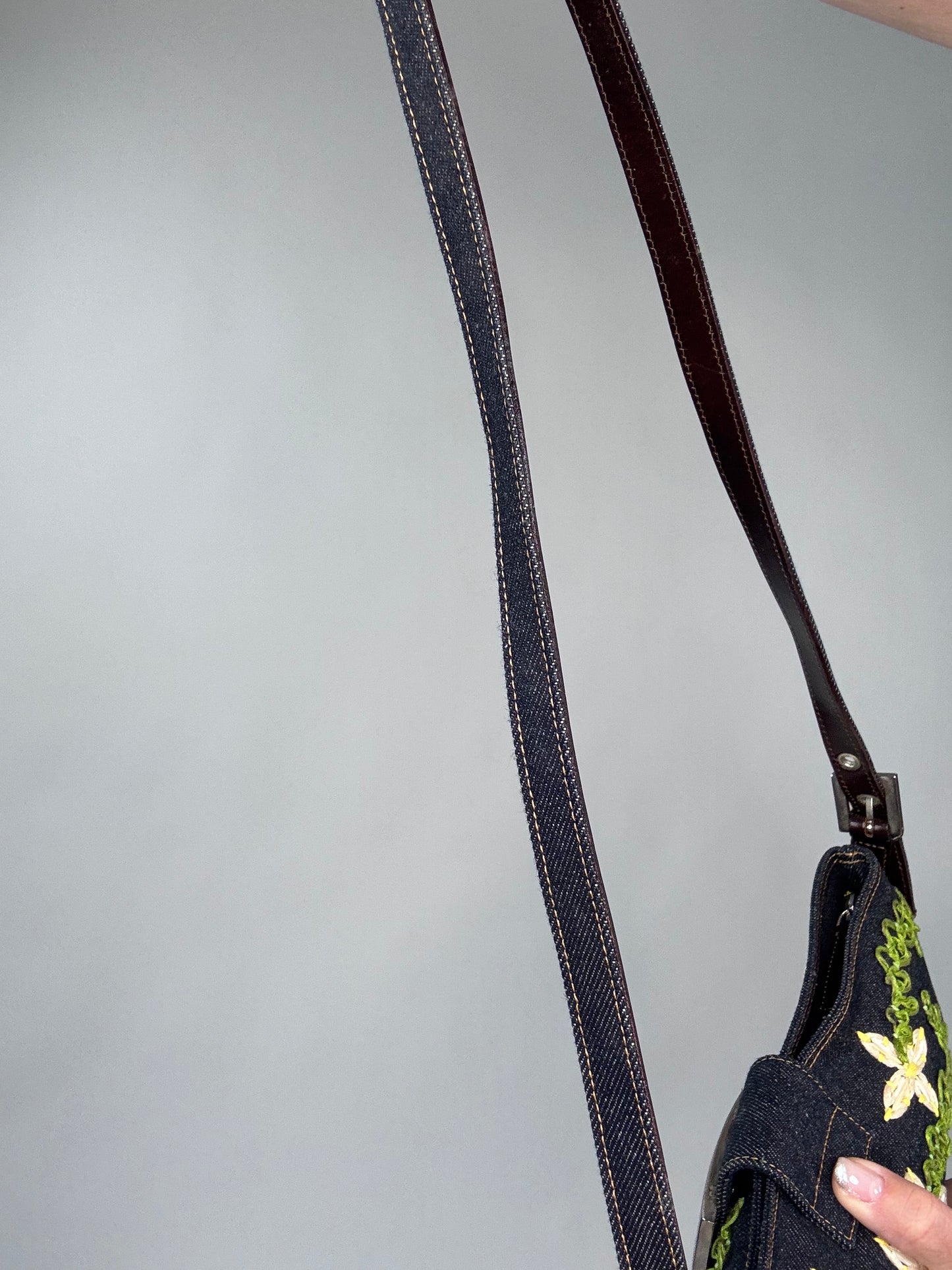 Fendi Floral Denim Mamma Baguette Bag
