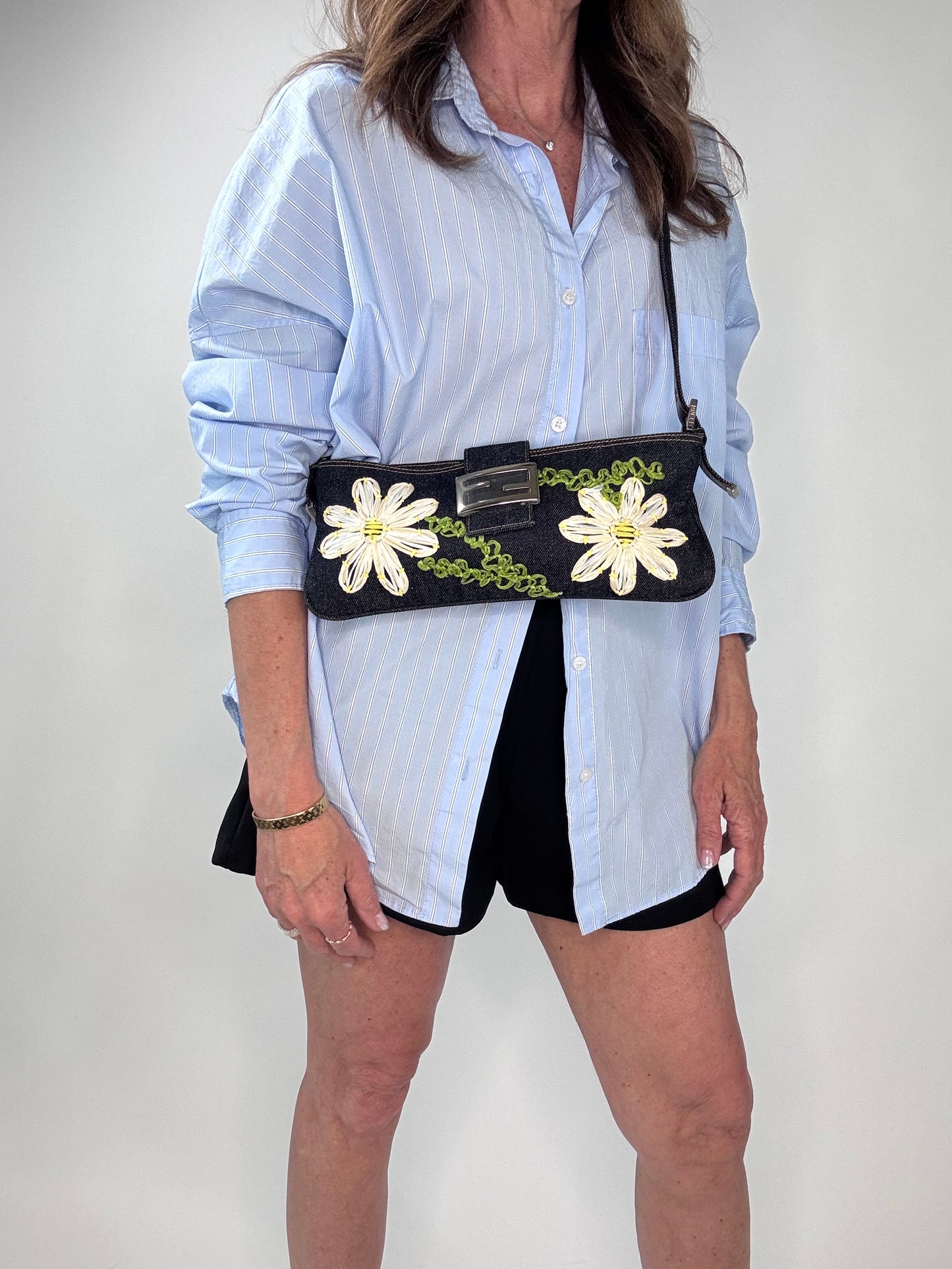 Fendi Floral Denim Mamma Baguette Bag