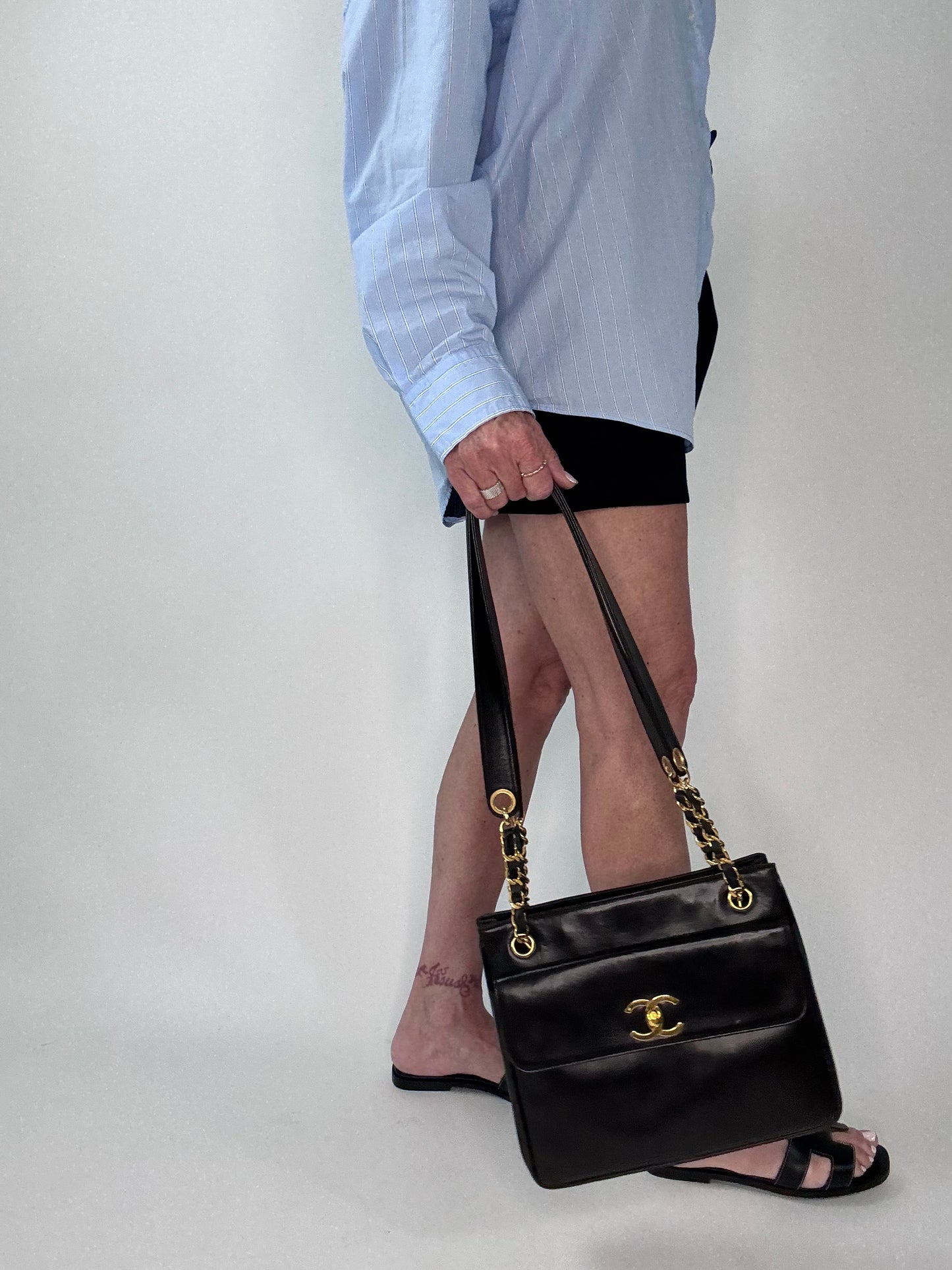 Chanel Vintage Double Sided Tote Deep Brown Lambskin
