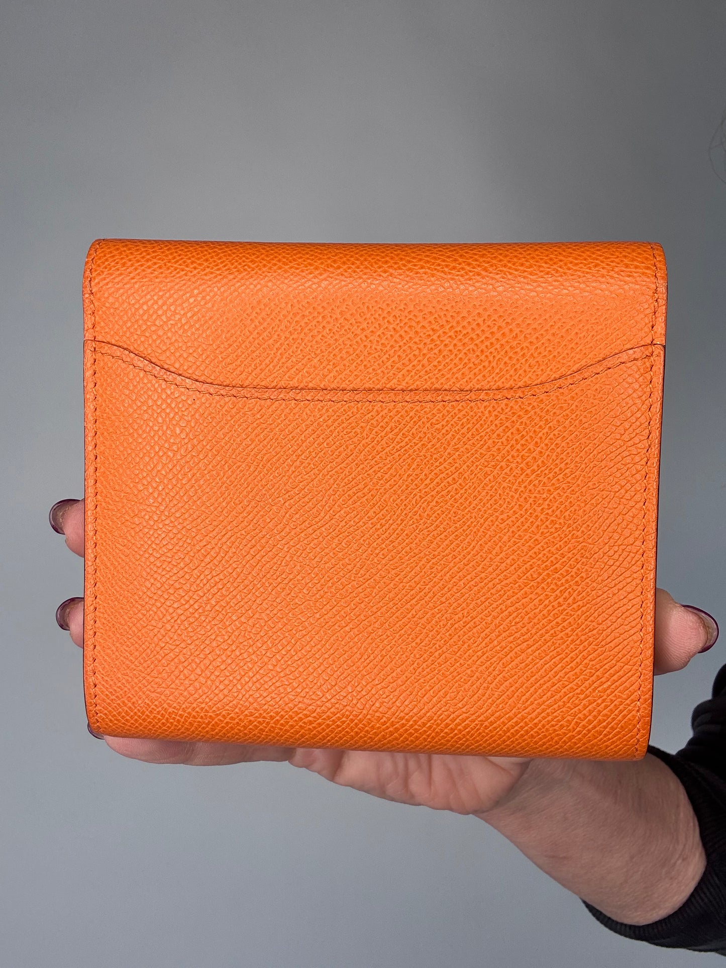 Hermes Constance Compact Wallet Orange Veau Epsom