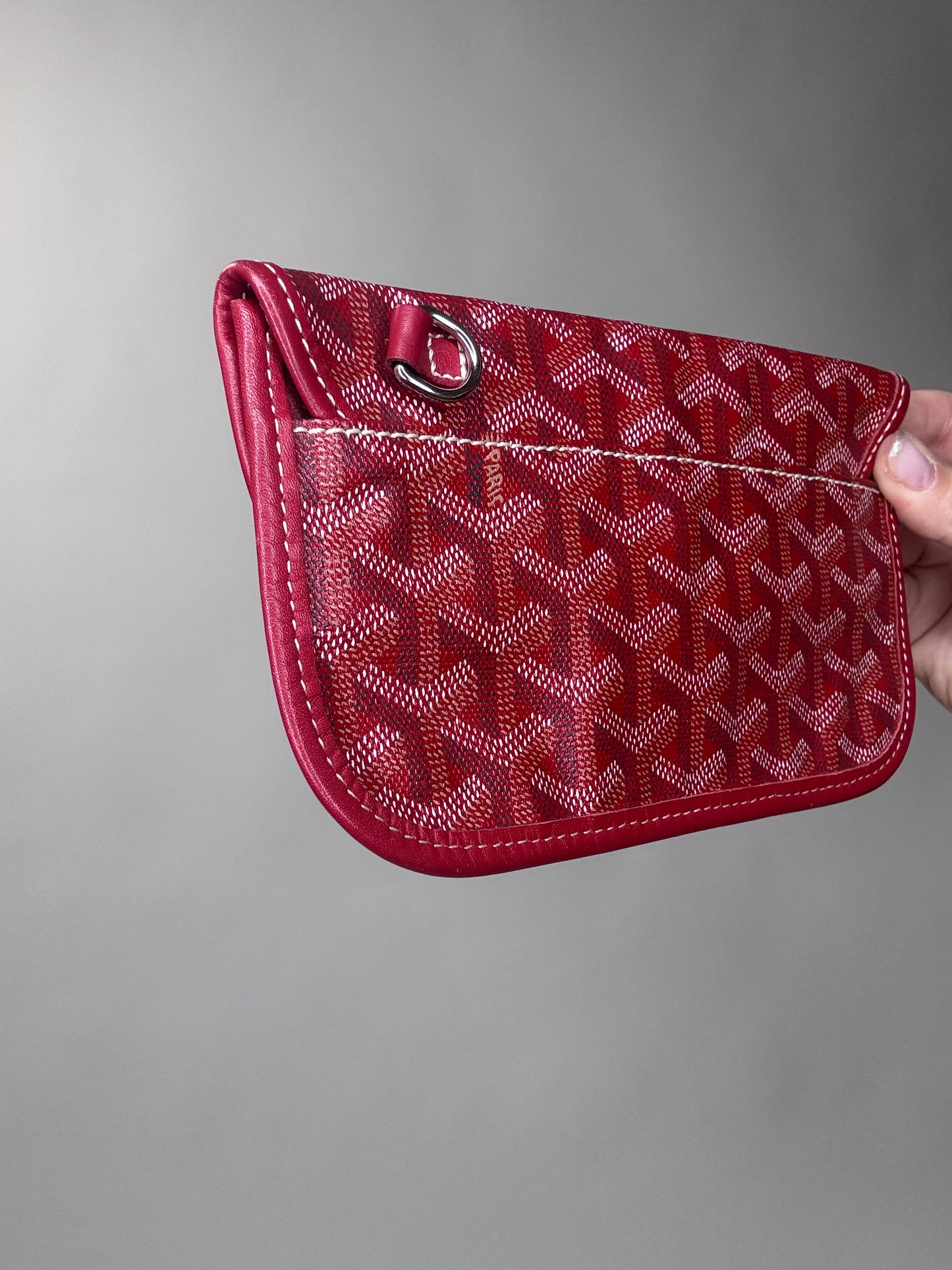 Goyard Red Chevron Canvas St Louis Pouch