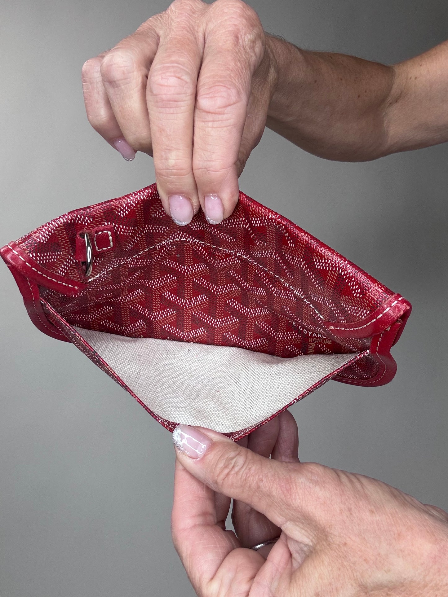 Goyard Red Chevron Canvas St Louis Pouch