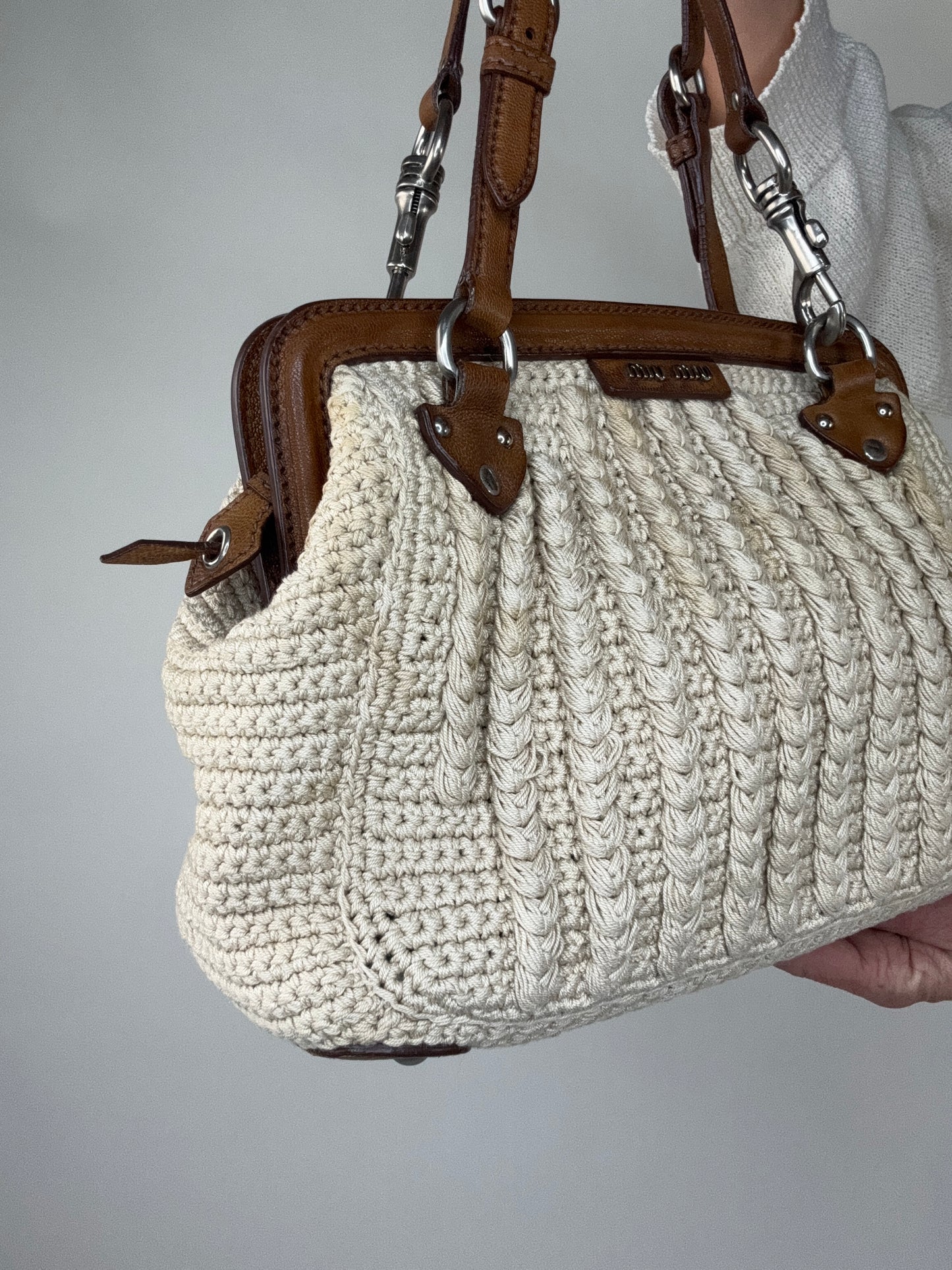 Miu Miu Rare Crochet Knit Vintage Shoulder Bag