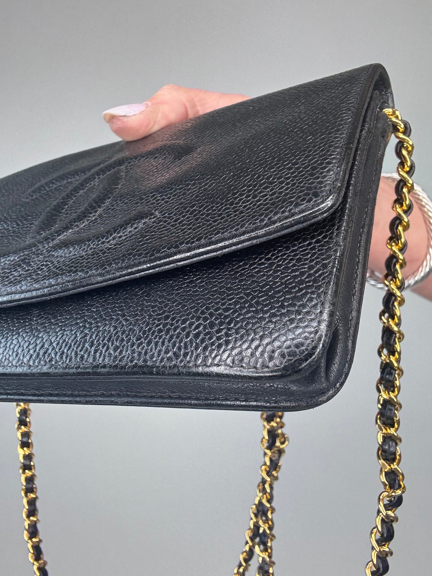 Chanel Caviar COCO Mark Wallet On Chain