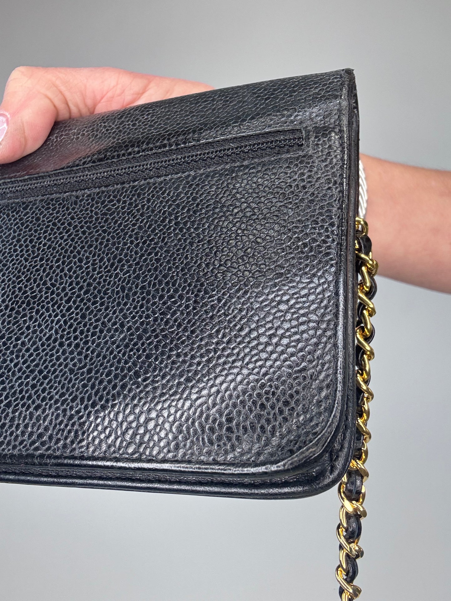 Chanel Caviar COCO Mark Wallet On Chain