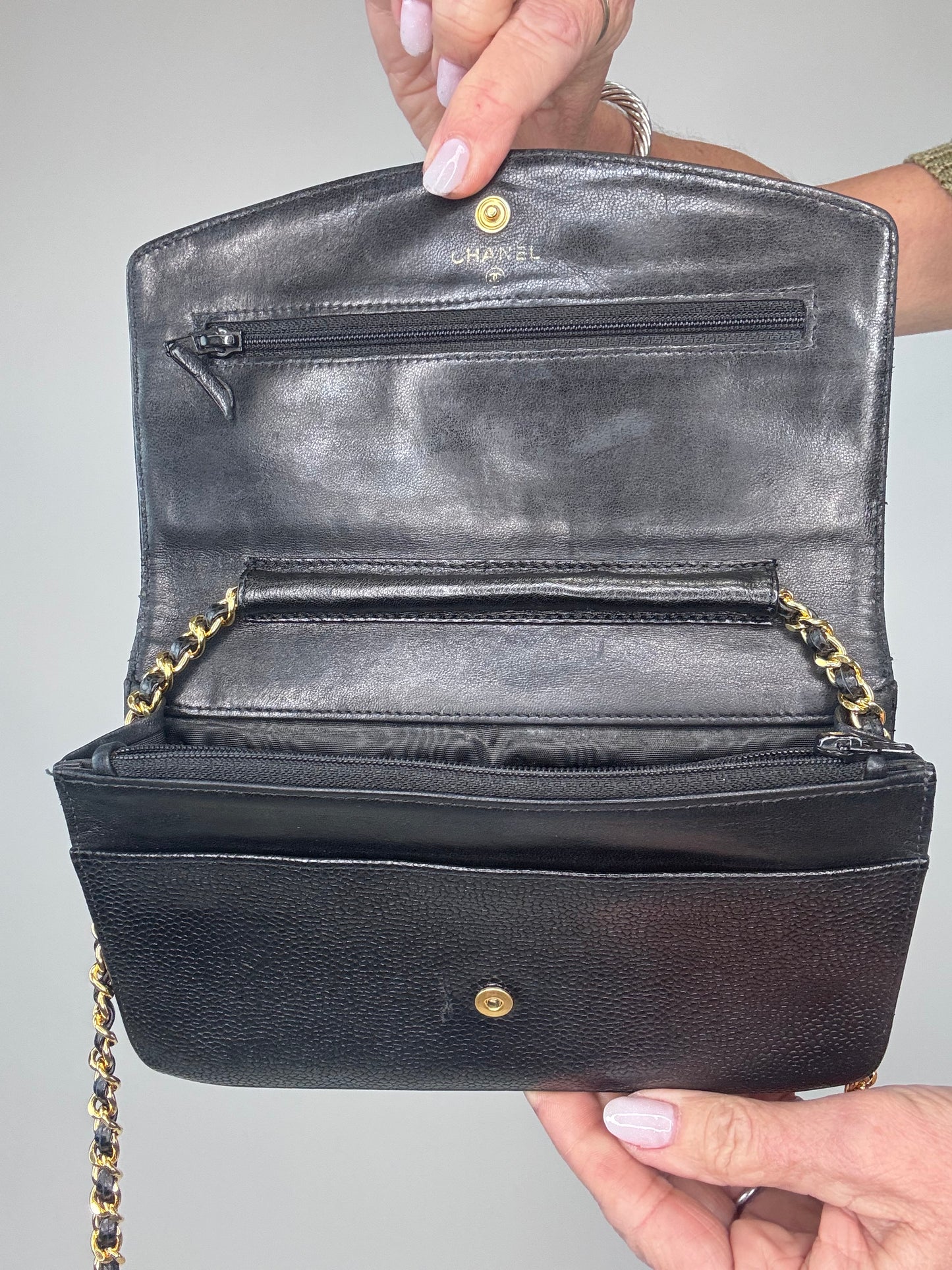 Chanel Caviar COCO Mark Wallet On Chain
