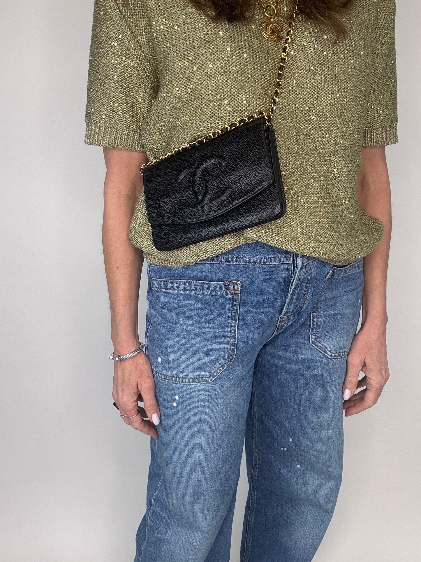 Chanel Caviar COCO Mark Wallet On Chain