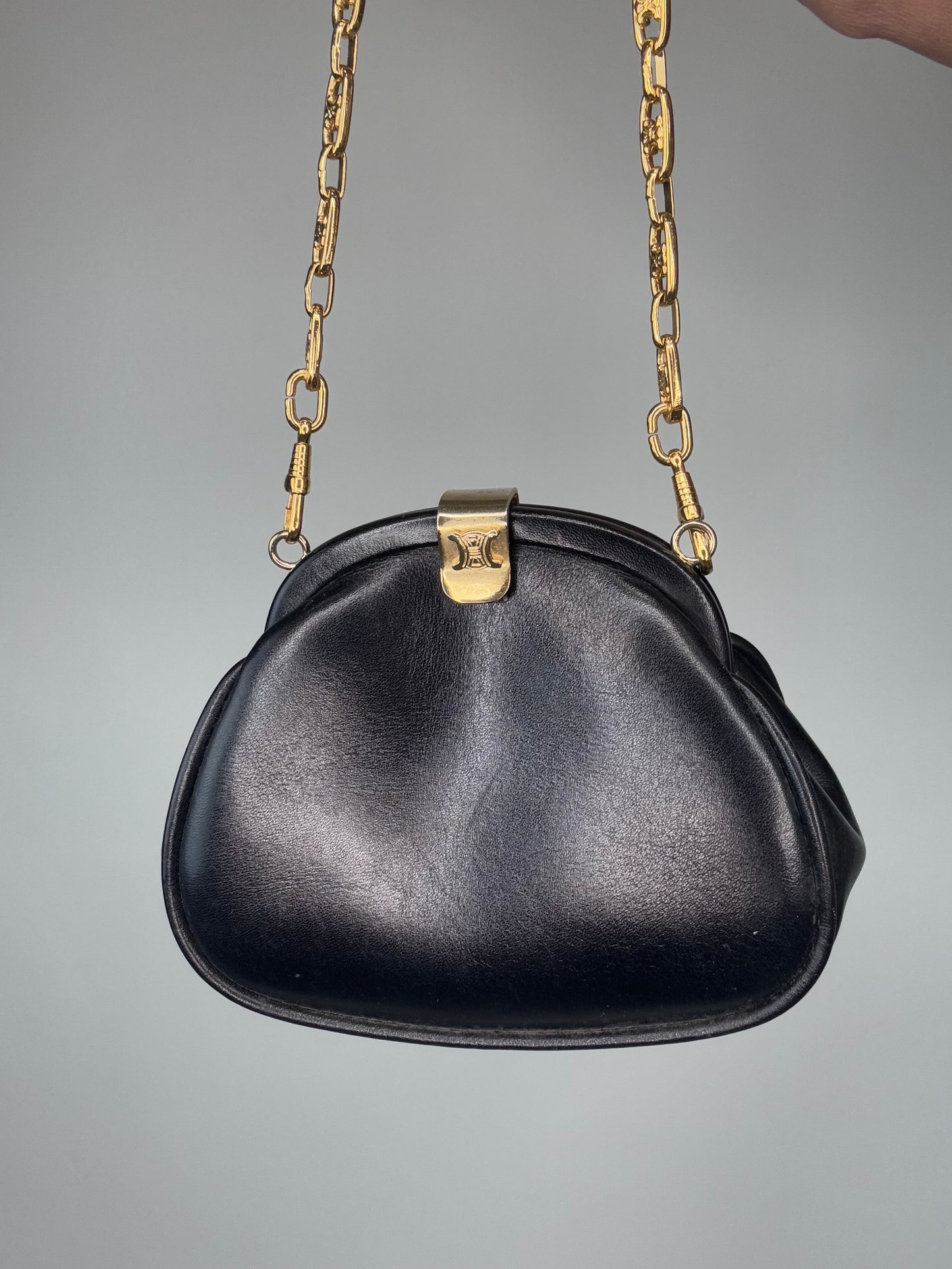 Celine Extremely Rare Triomphe Chain Kiss Lock Mini Bag