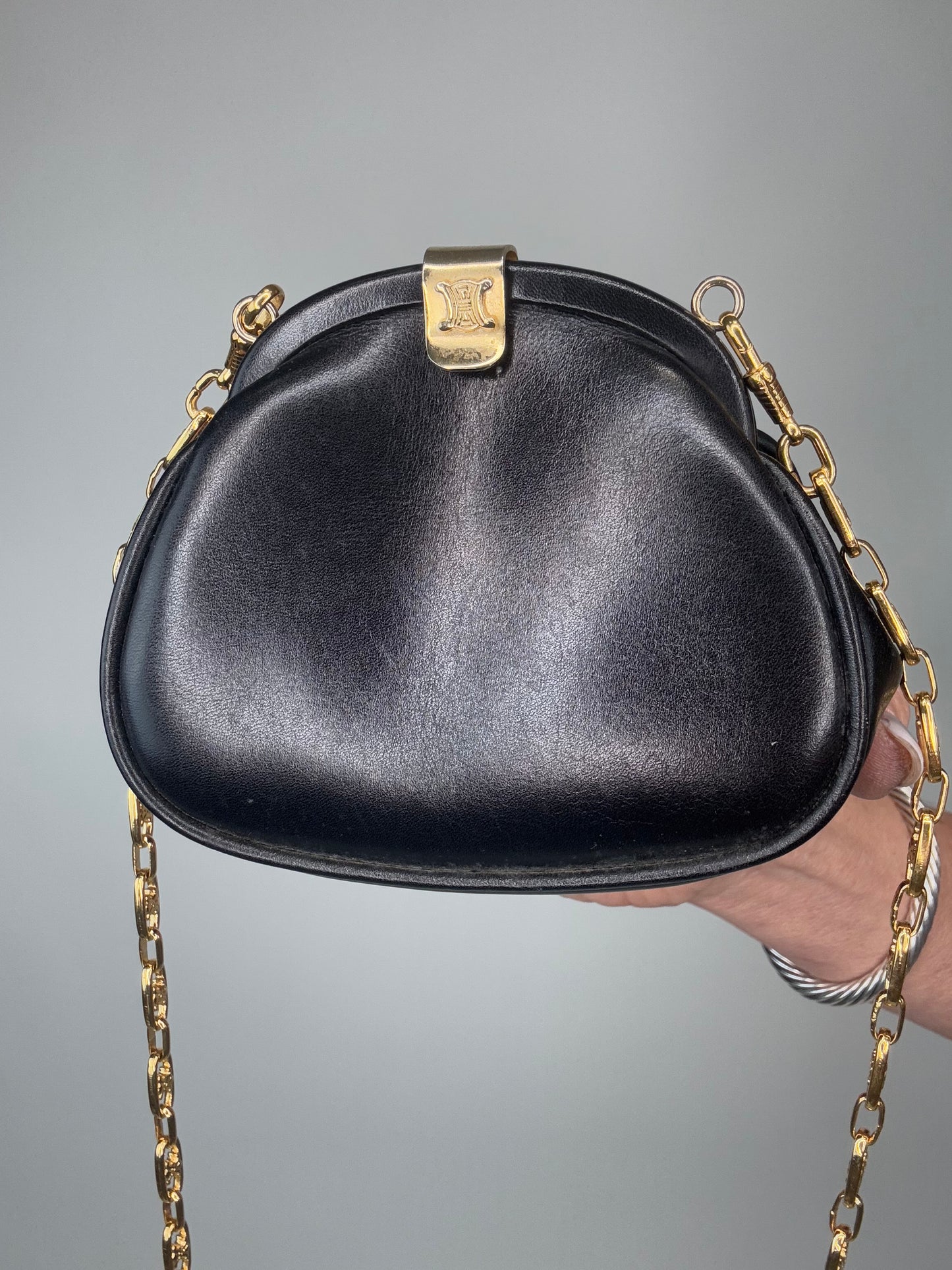 Celine Extremely Rare Triomphe Chain Kiss Lock Mini Bag