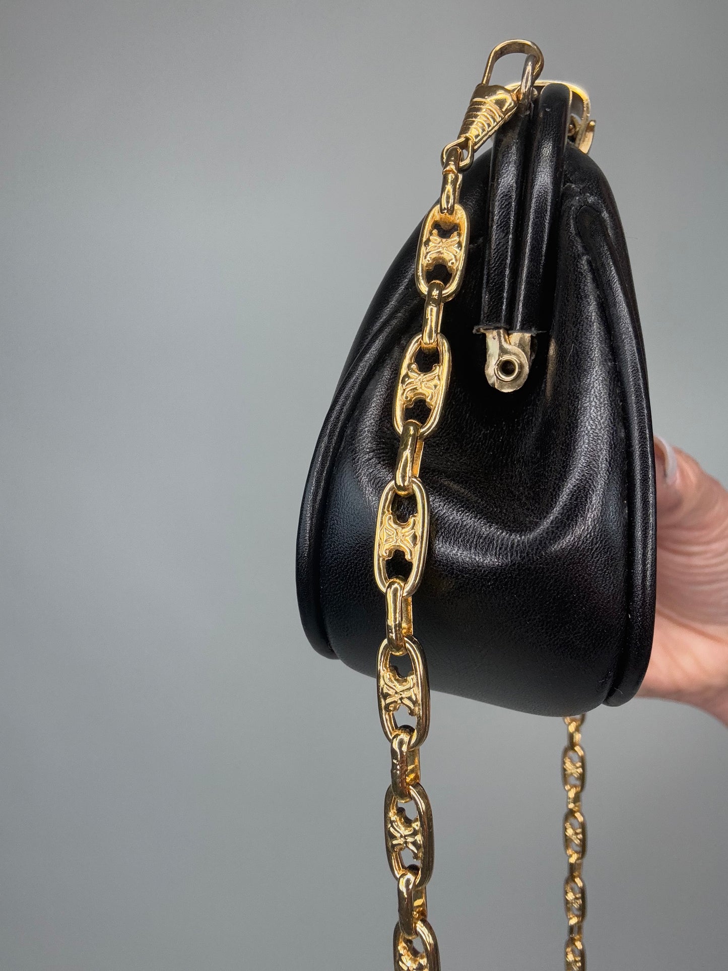 Celine Extremely Rare Triomphe Chain Kiss Lock Mini Bag
