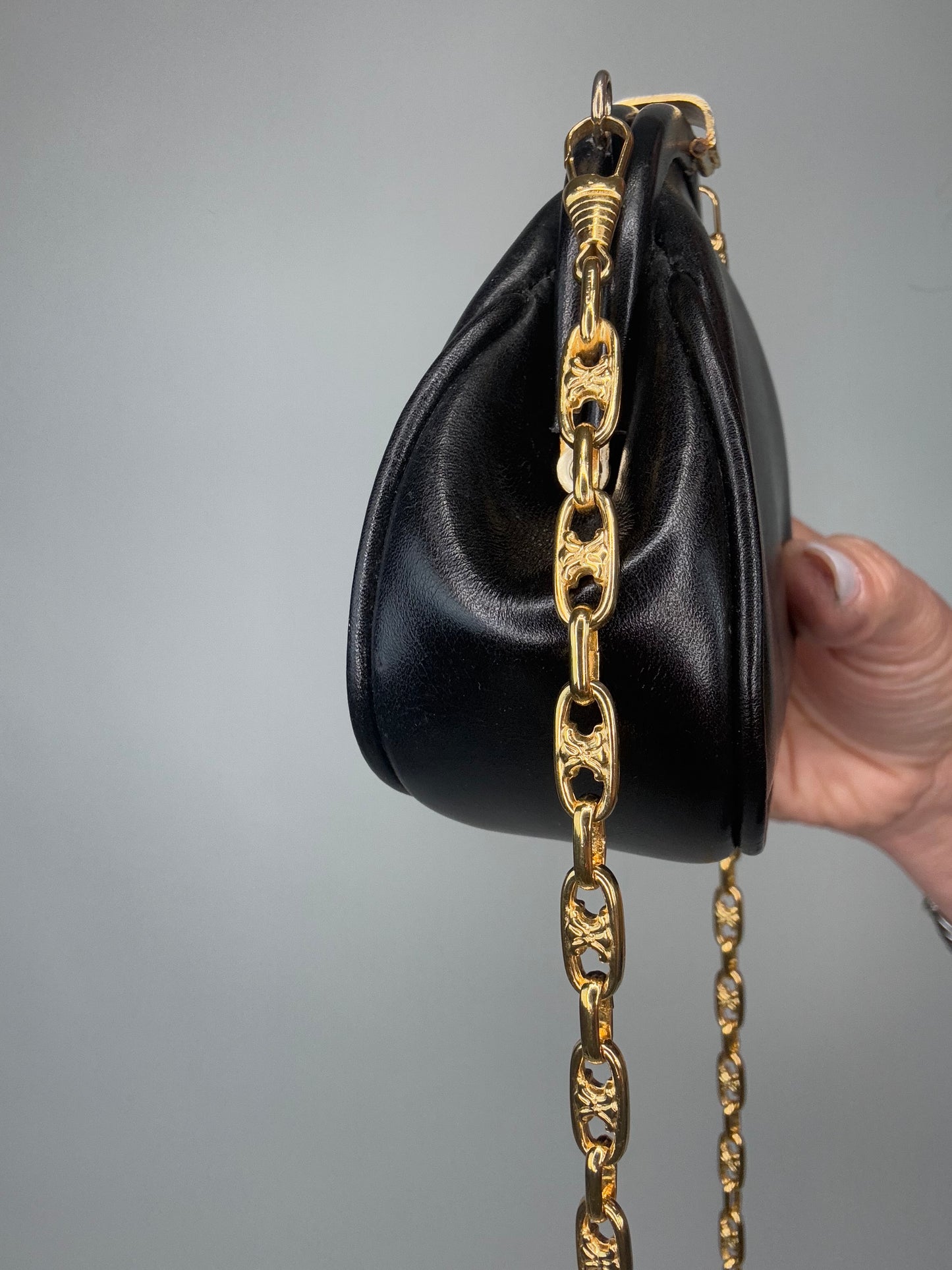 Celine Extremely Rare Triomphe Chain Kiss Lock Mini Bag
