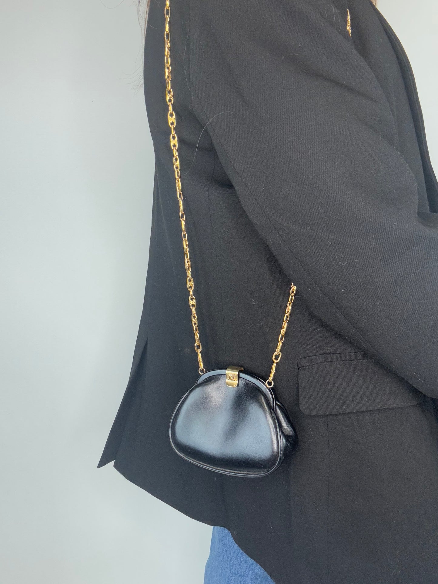 Celine Extremely Rare Triomphe Chain Kiss Lock Mini Bag