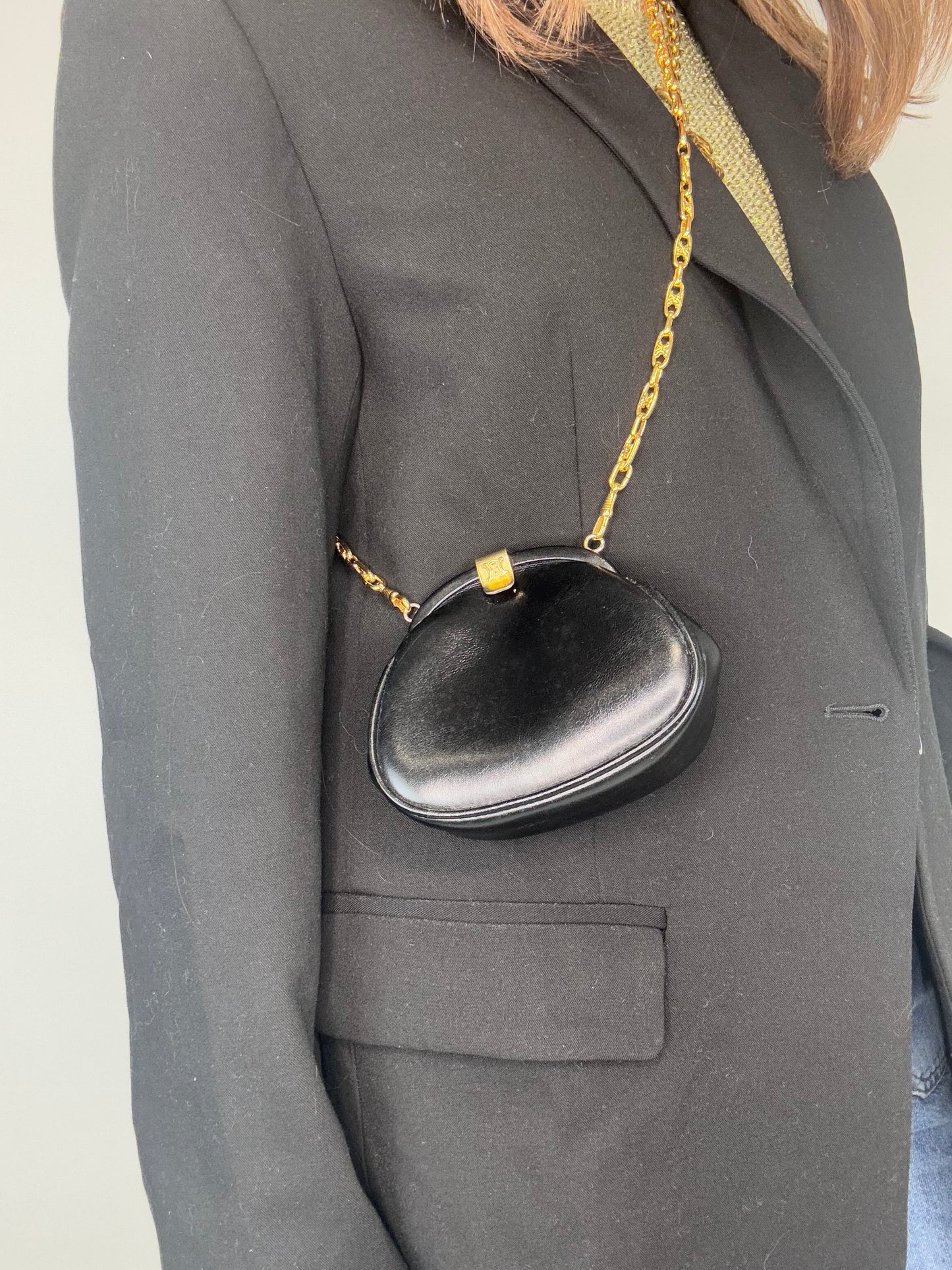 Celine Extremely Rare Triomphe Chain Kiss Lock Mini Bag