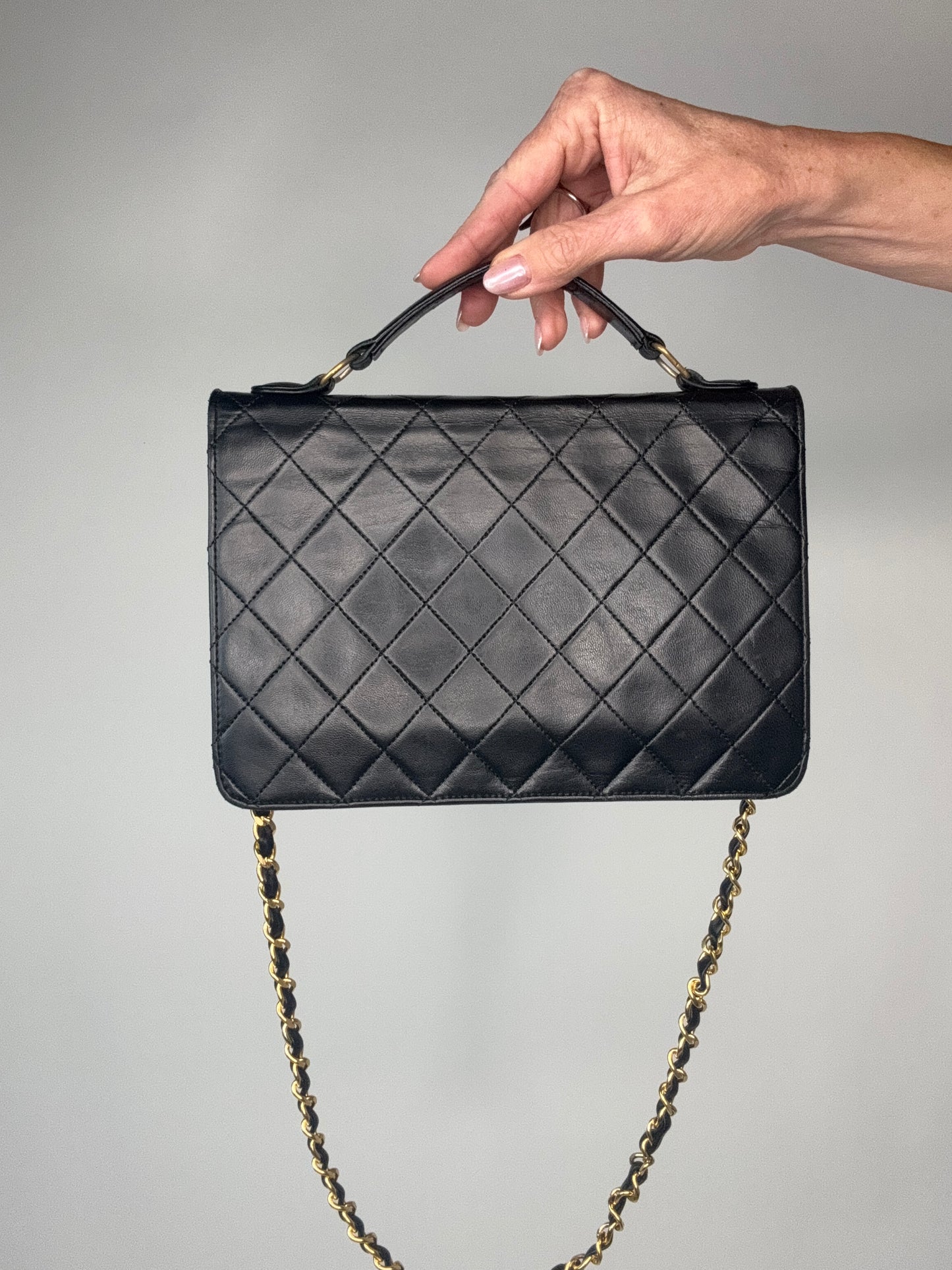 Chanel Extremely Rare Vintage Double Turn Lock Briefcase Bag