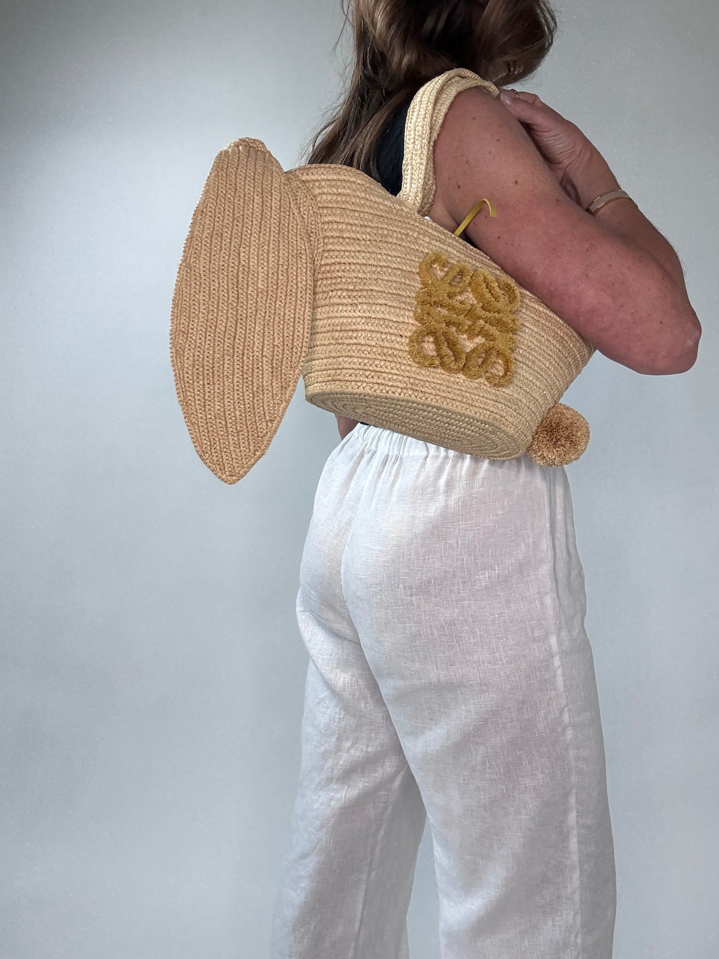 Loewe Small Raffia Bunny Basket Bag