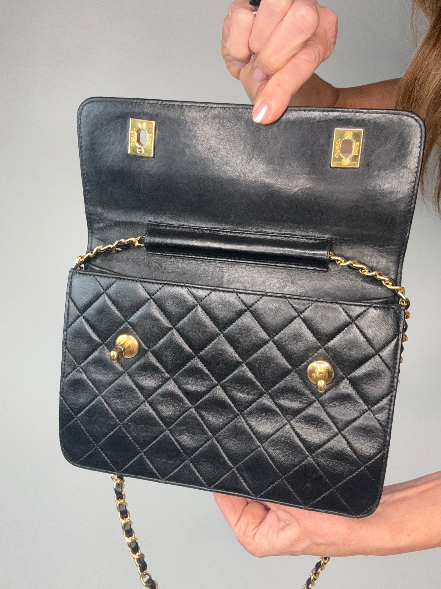 Chanel Extremely Rare Vintage Double Turn Lock Briefcase Bag