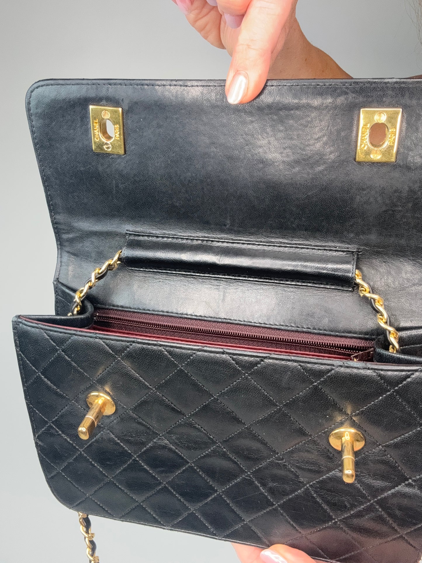 Chanel Extremely Rare Vintage Double Turn Lock Briefcase Bag