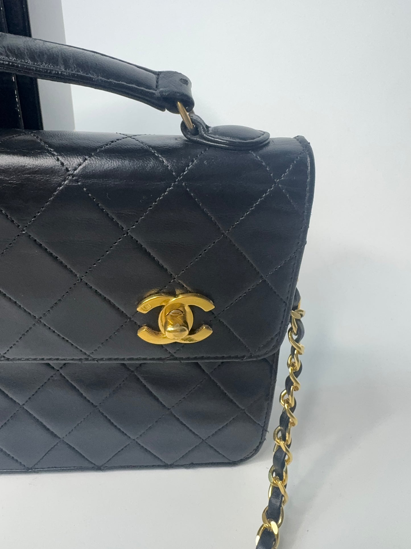 Chanel Extremely Rare Vintage Double Turn Lock Briefcase Bag
