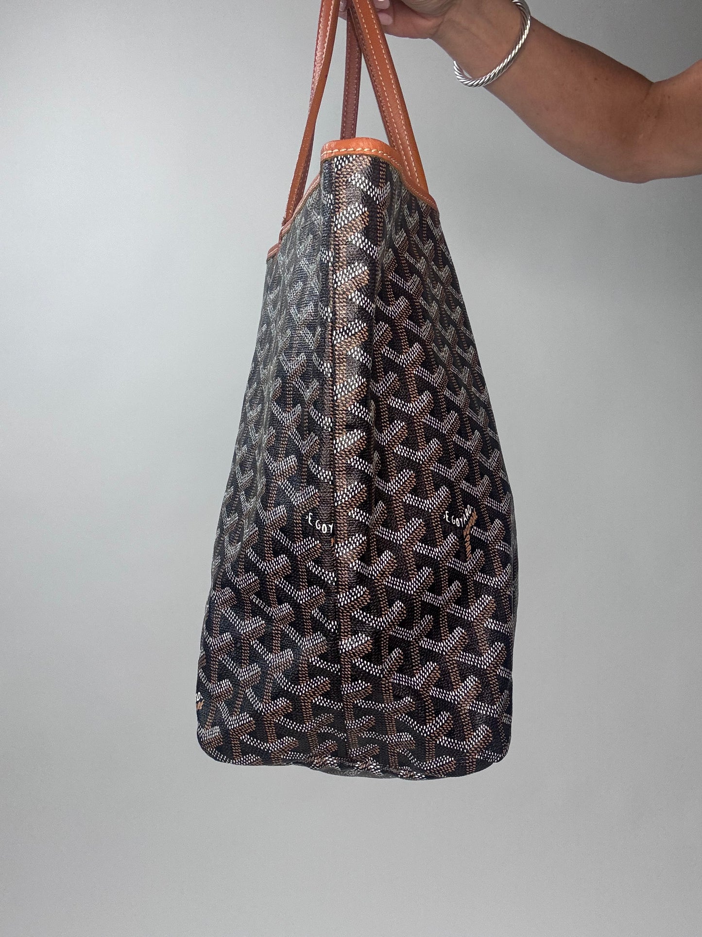 Goyard Goyardine St Louis PM Black Gold w/Pouch Tote