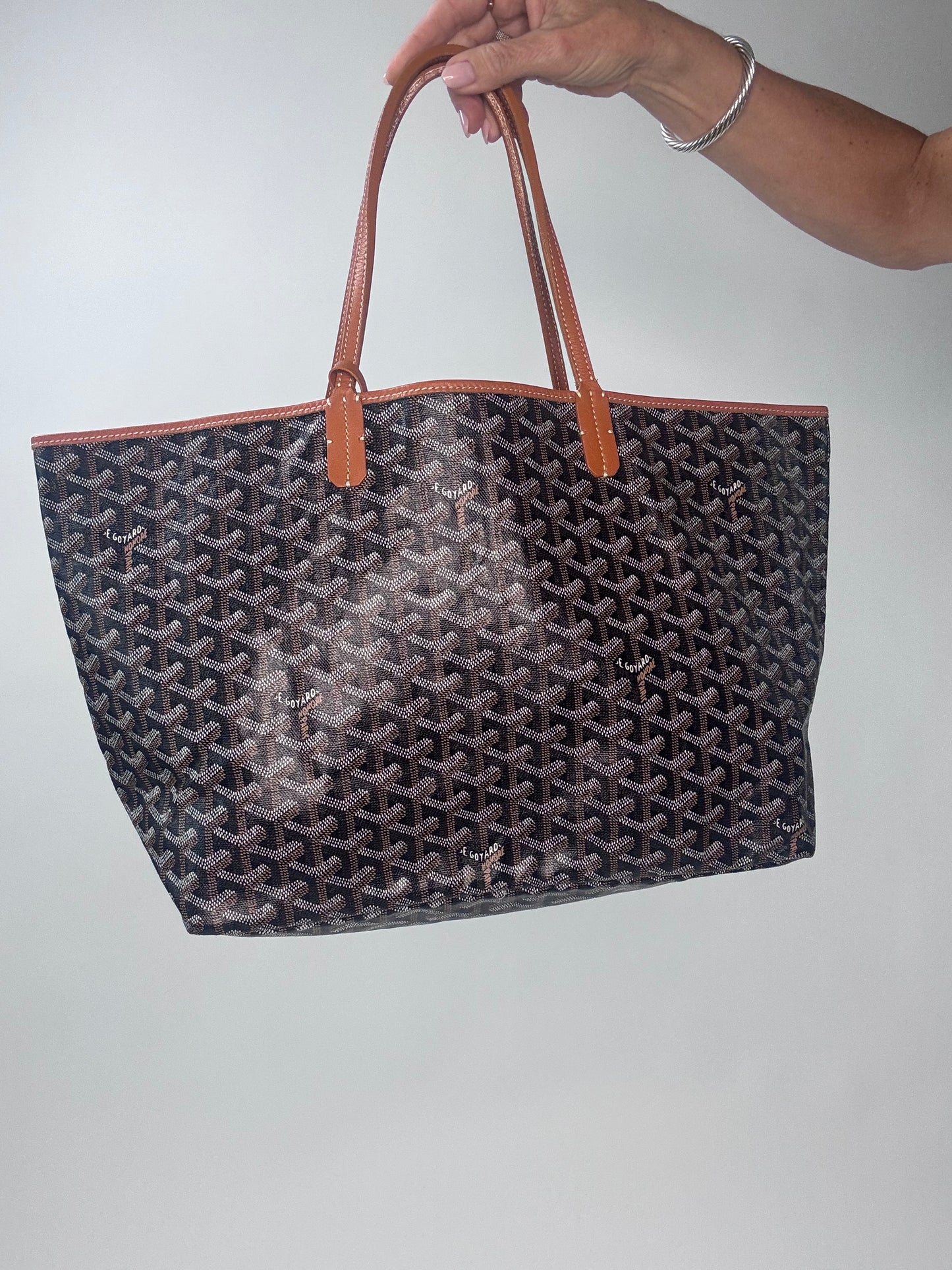Goyard Goyardine St Louis PM Black Gold w/Pouch Tote