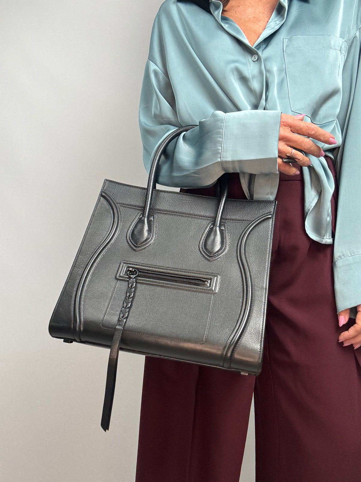 Celine Medium Phantom Luggage Tote — Black Grained Calfskin