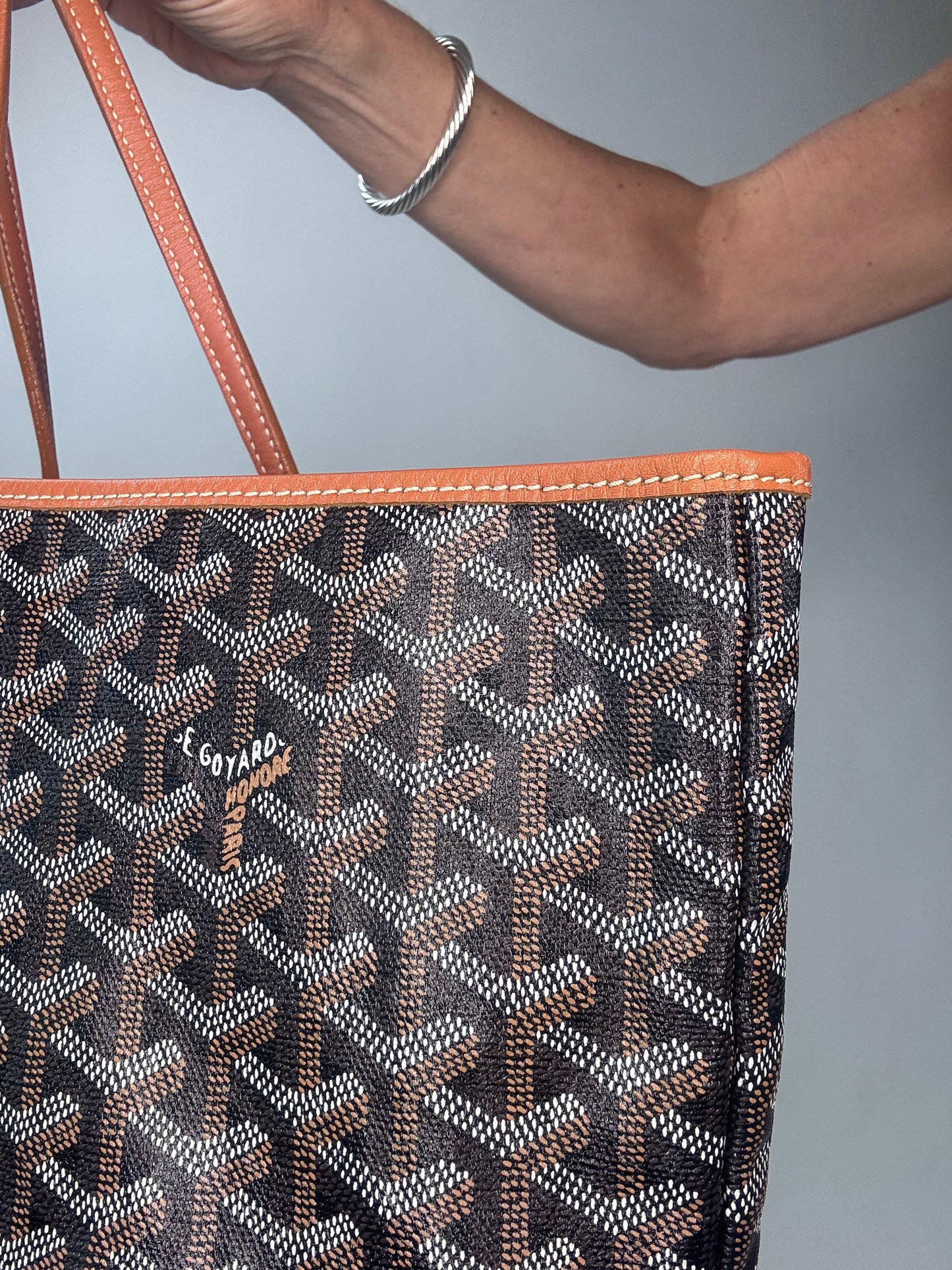 Goyard Goyardine St Louis PM Black Gold w/Pouch Tote