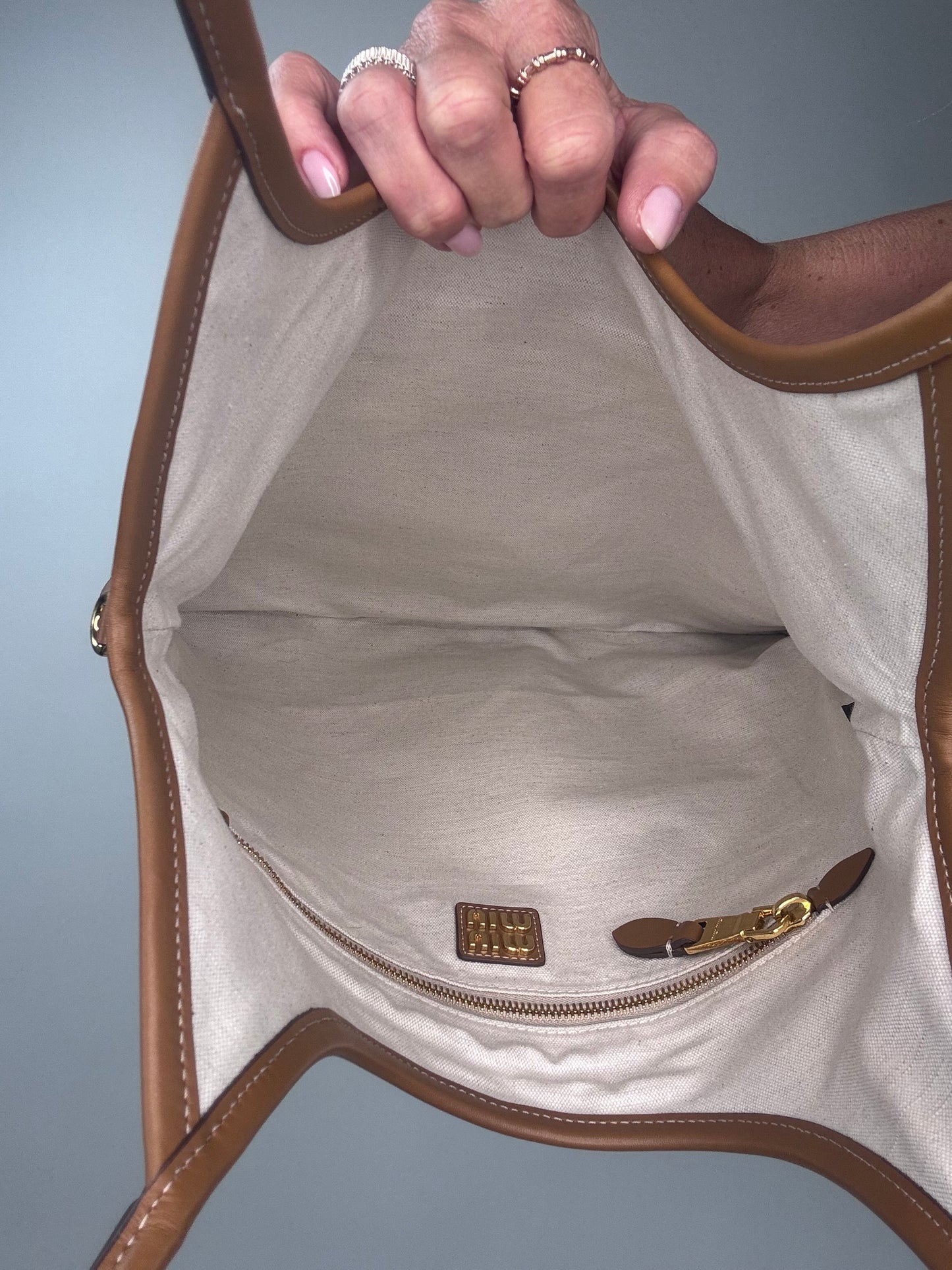 Miu Miu IVY Carmel Leather Tote Bag