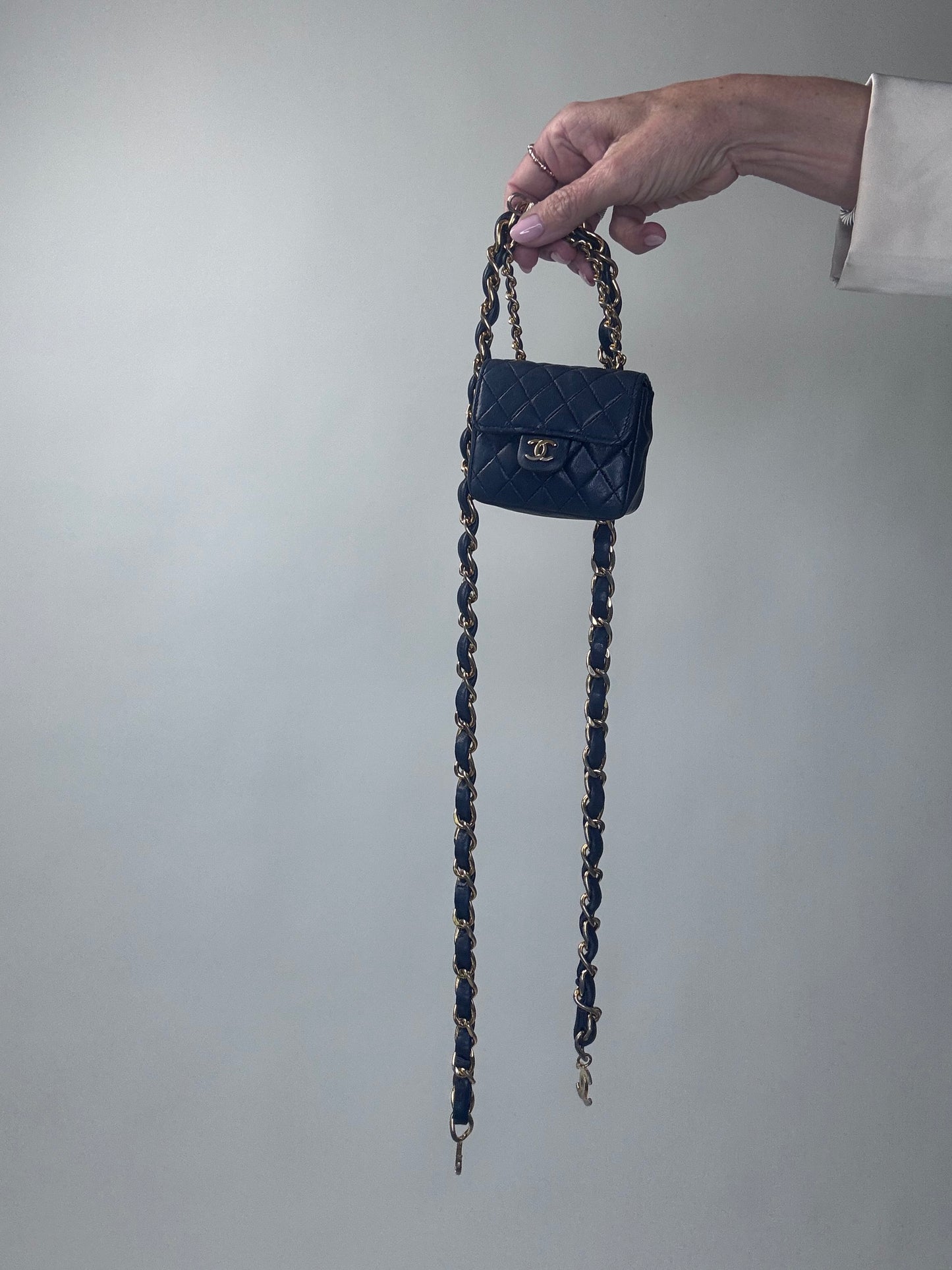 Chanel Micro Flap Belt bag Navy Lambskin
