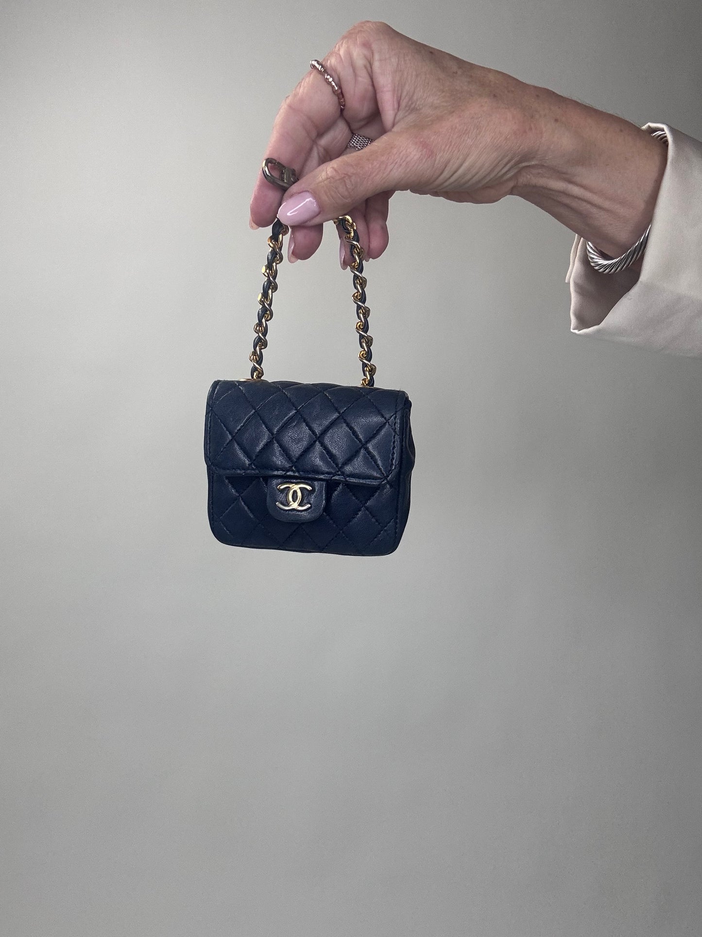 Chanel Micro Flap Belt bag Navy Lambskin