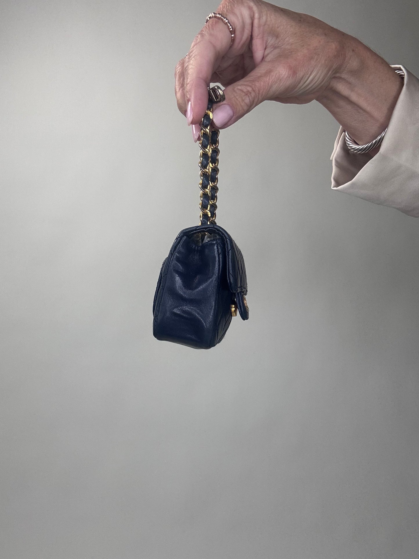Chanel Micro Flap Belt bag Navy Lambskin