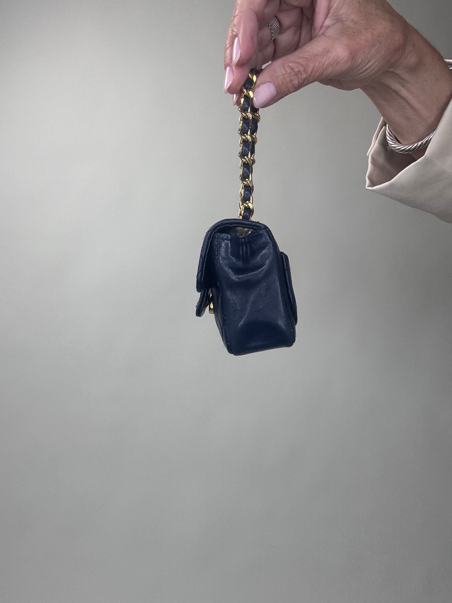 Chanel Micro Flap Belt bag Navy Lambskin