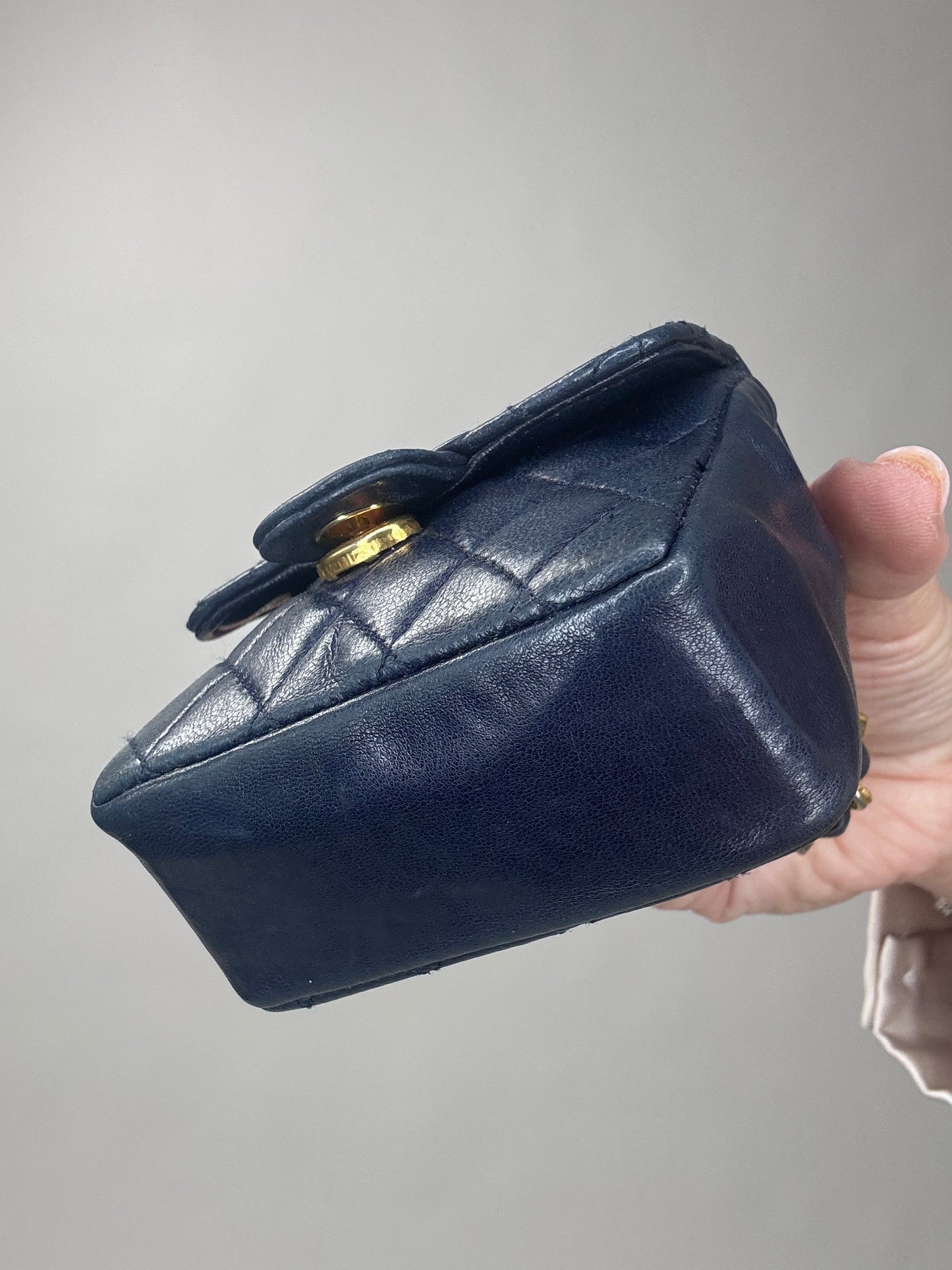 Chanel Micro Flap Belt bag Navy Lambskin