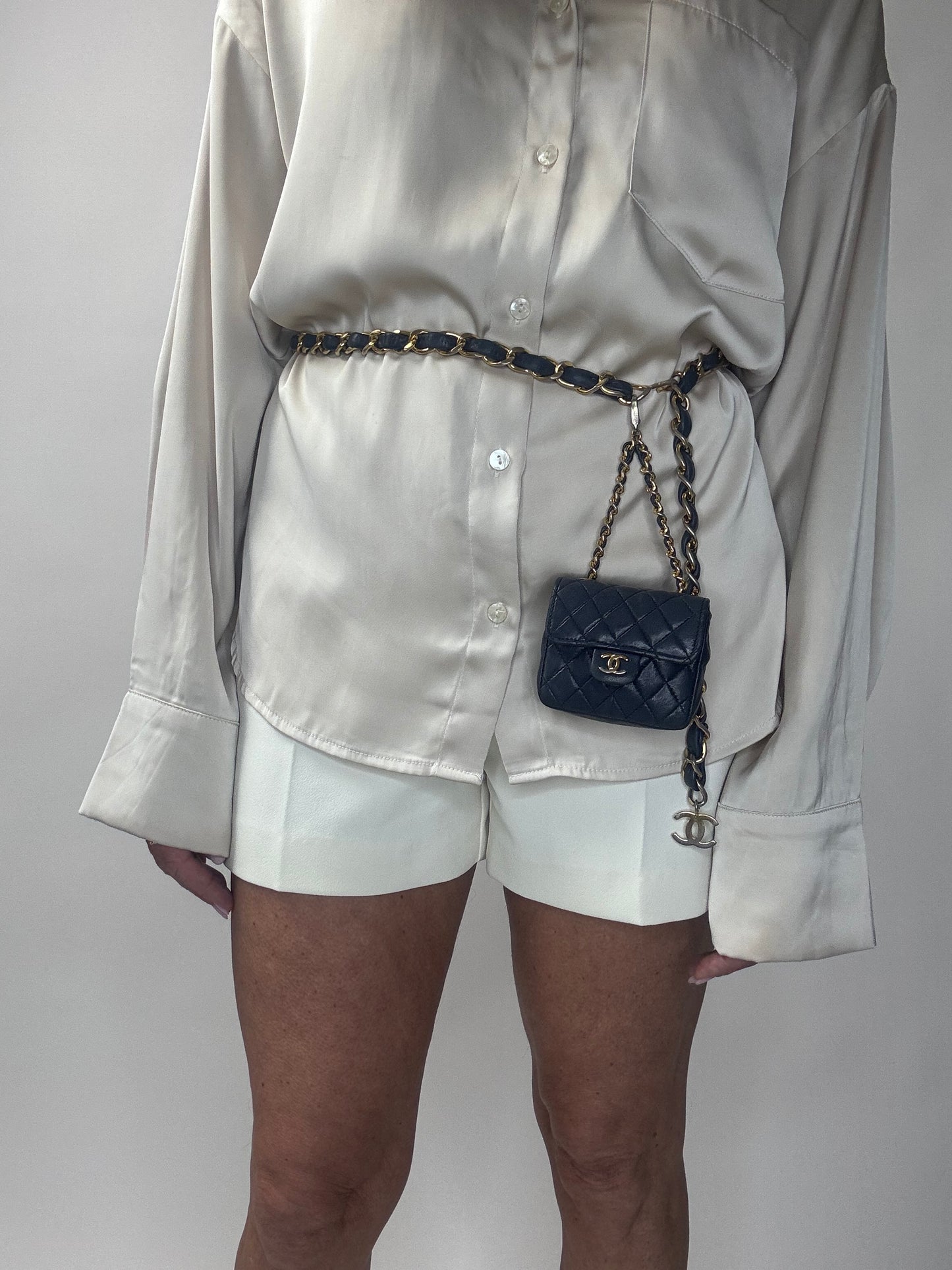 Chanel Micro Flap Belt bag Navy Lambskin