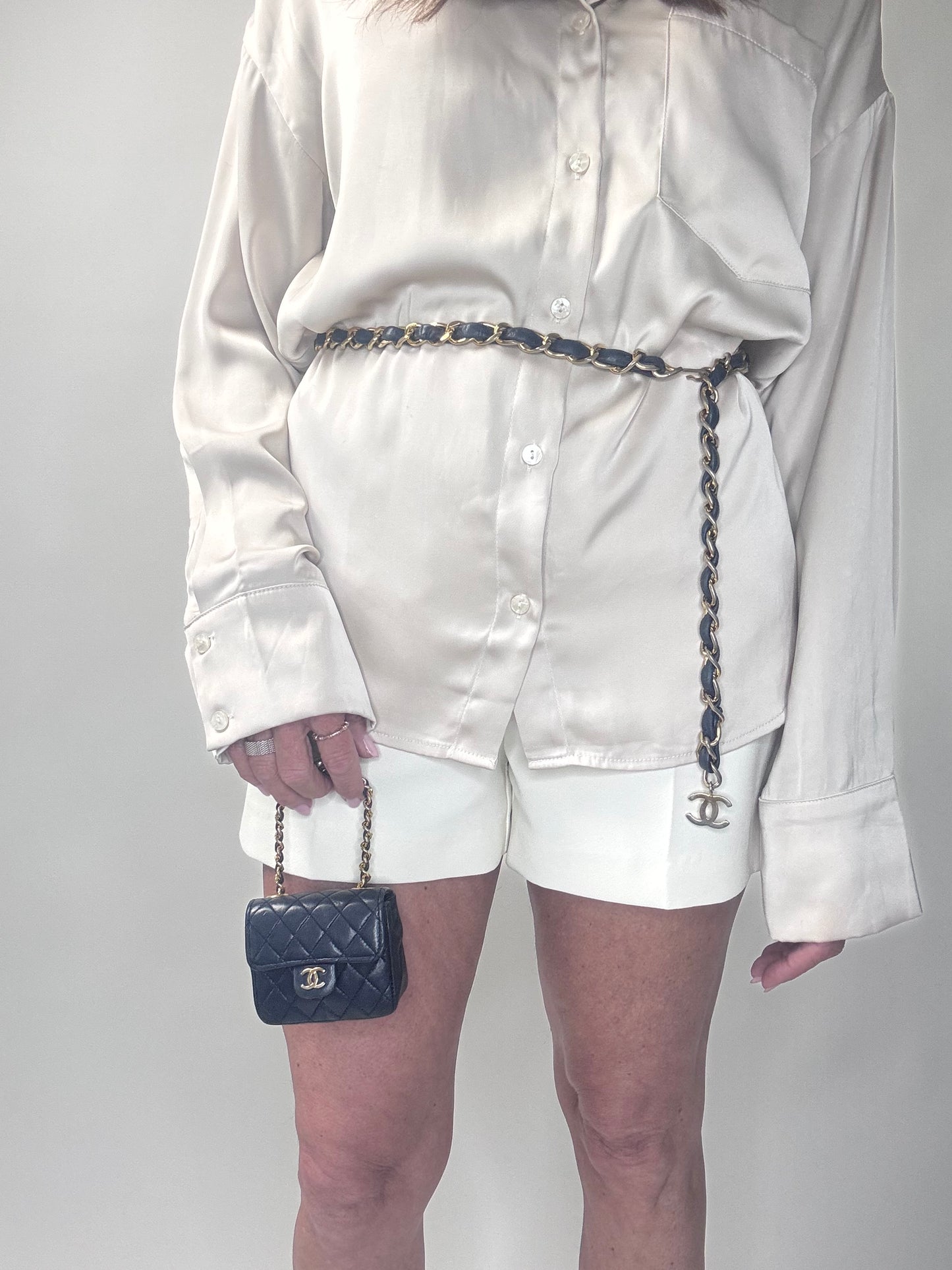 Chanel Micro Flap Belt bag Navy Lambskin