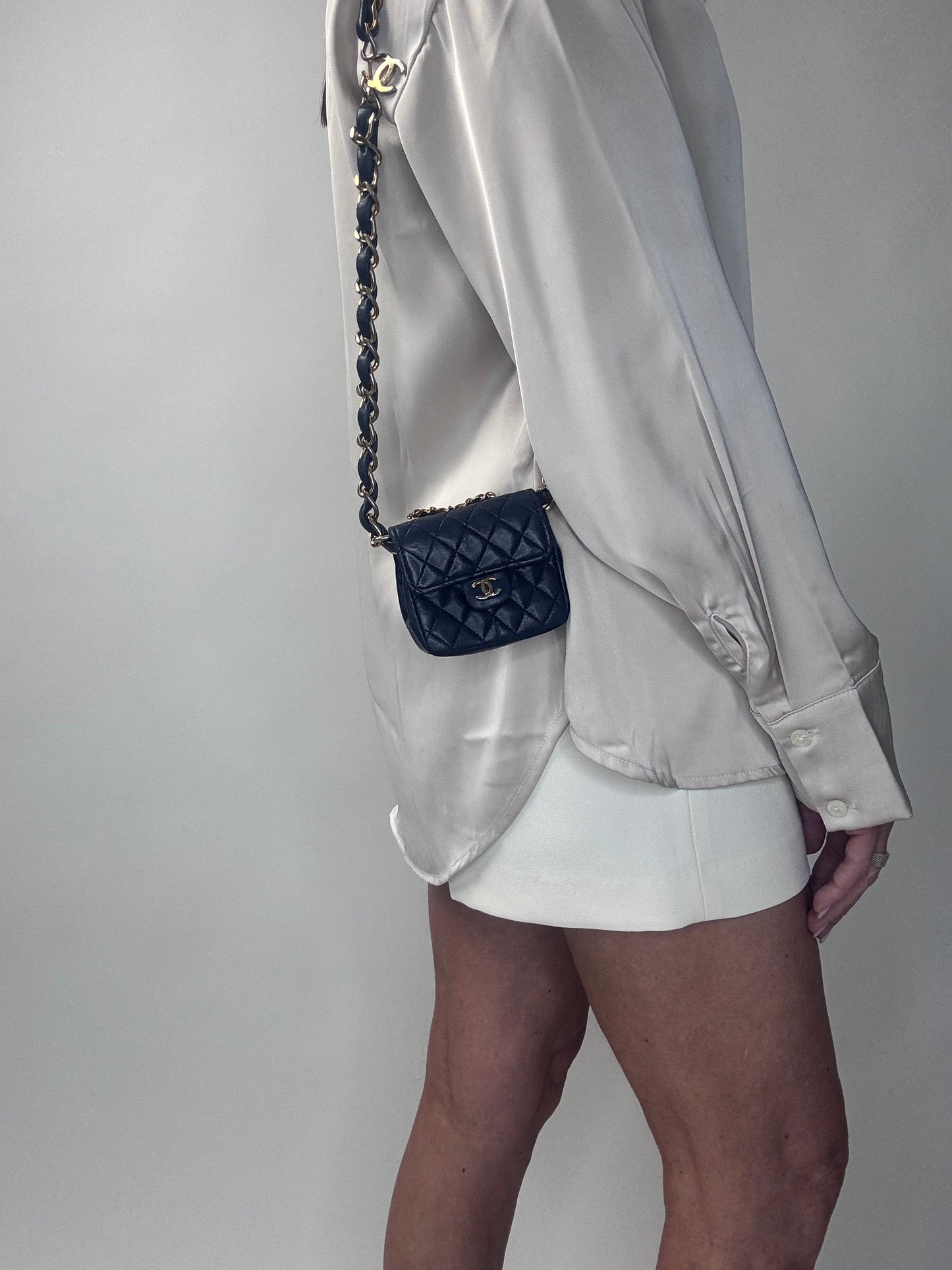 Chanel Micro Flap Belt bag Navy Lambskin