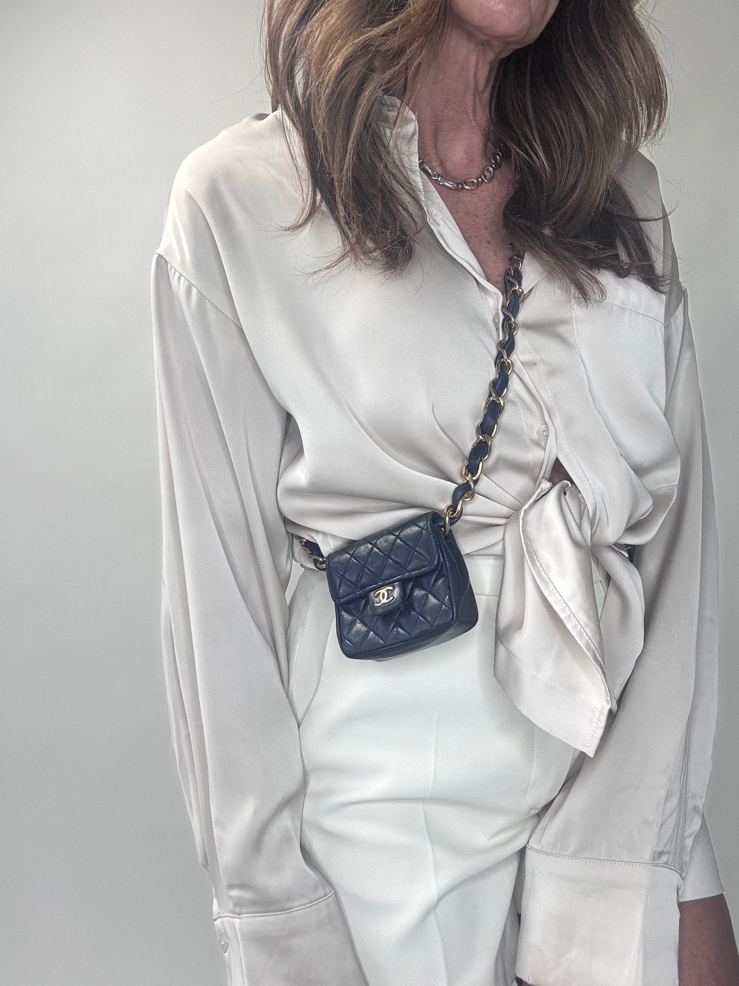 Chanel Micro Flap Belt bag Navy Lambskin