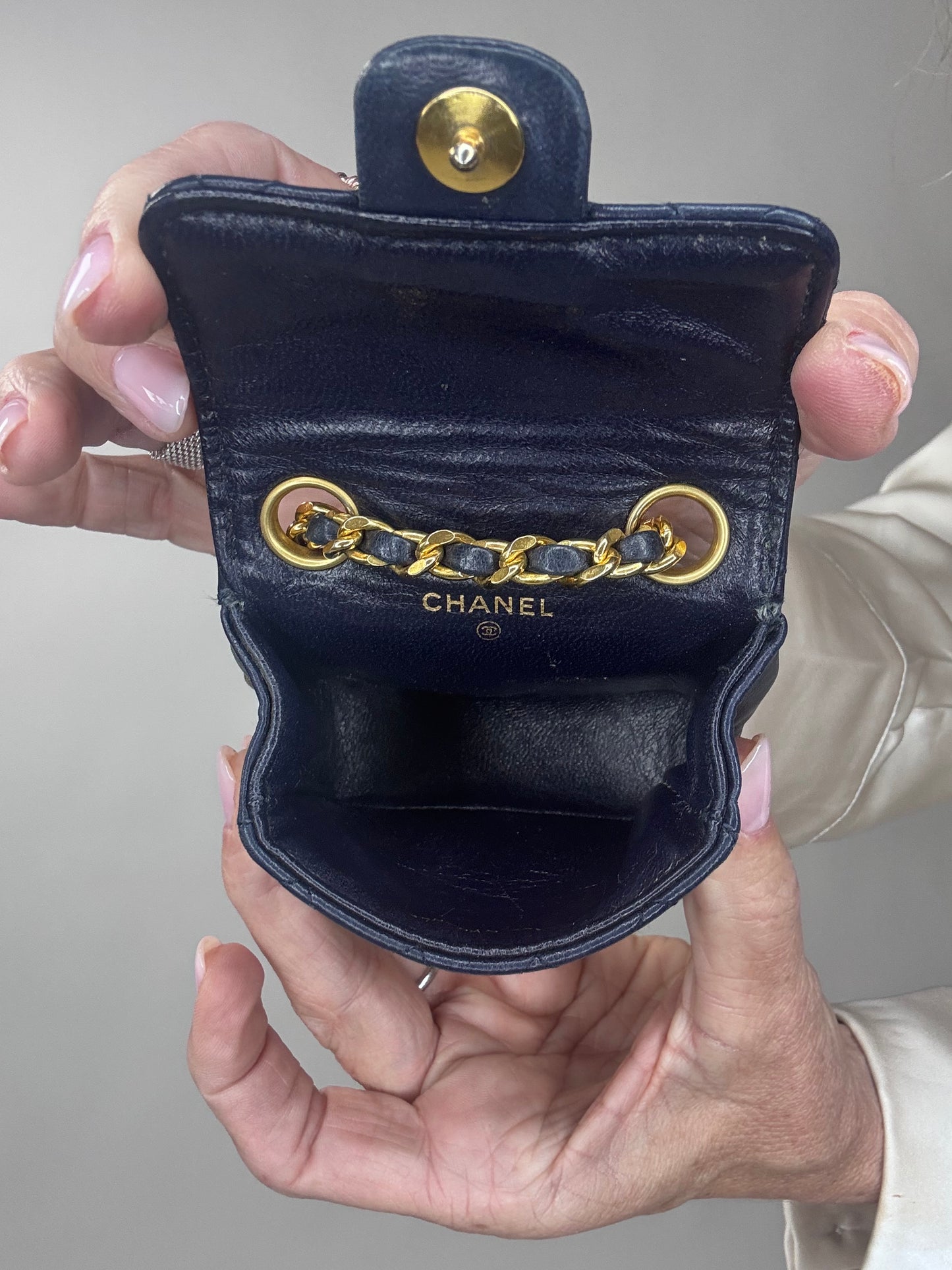 Chanel Micro Flap Belt bag Navy Lambskin