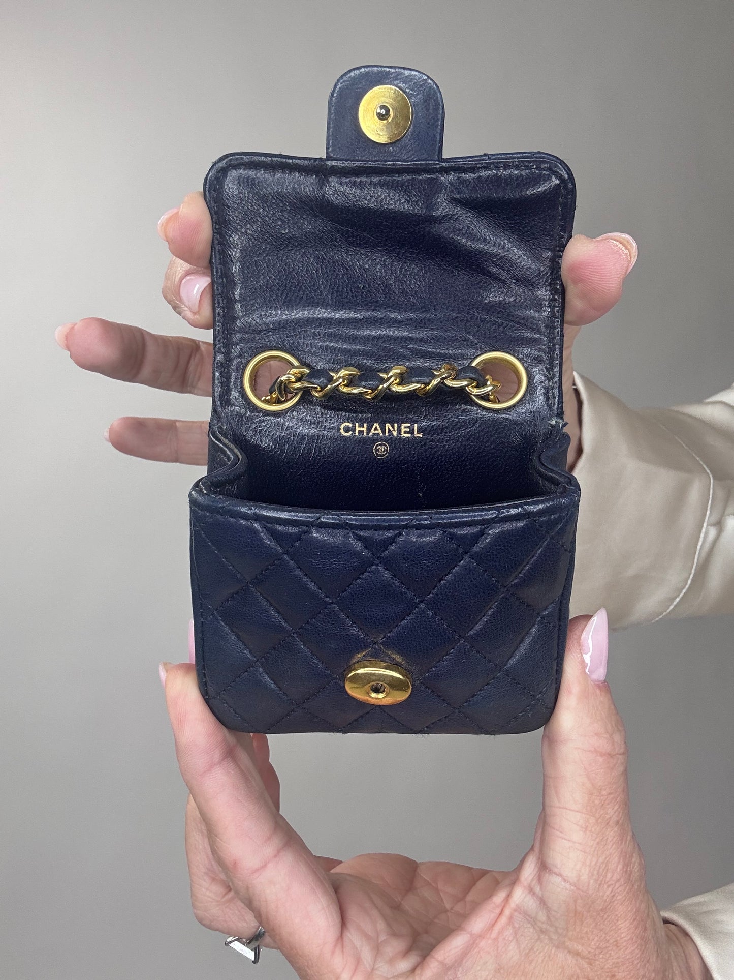 Chanel Micro Flap Belt bag Navy Lambskin