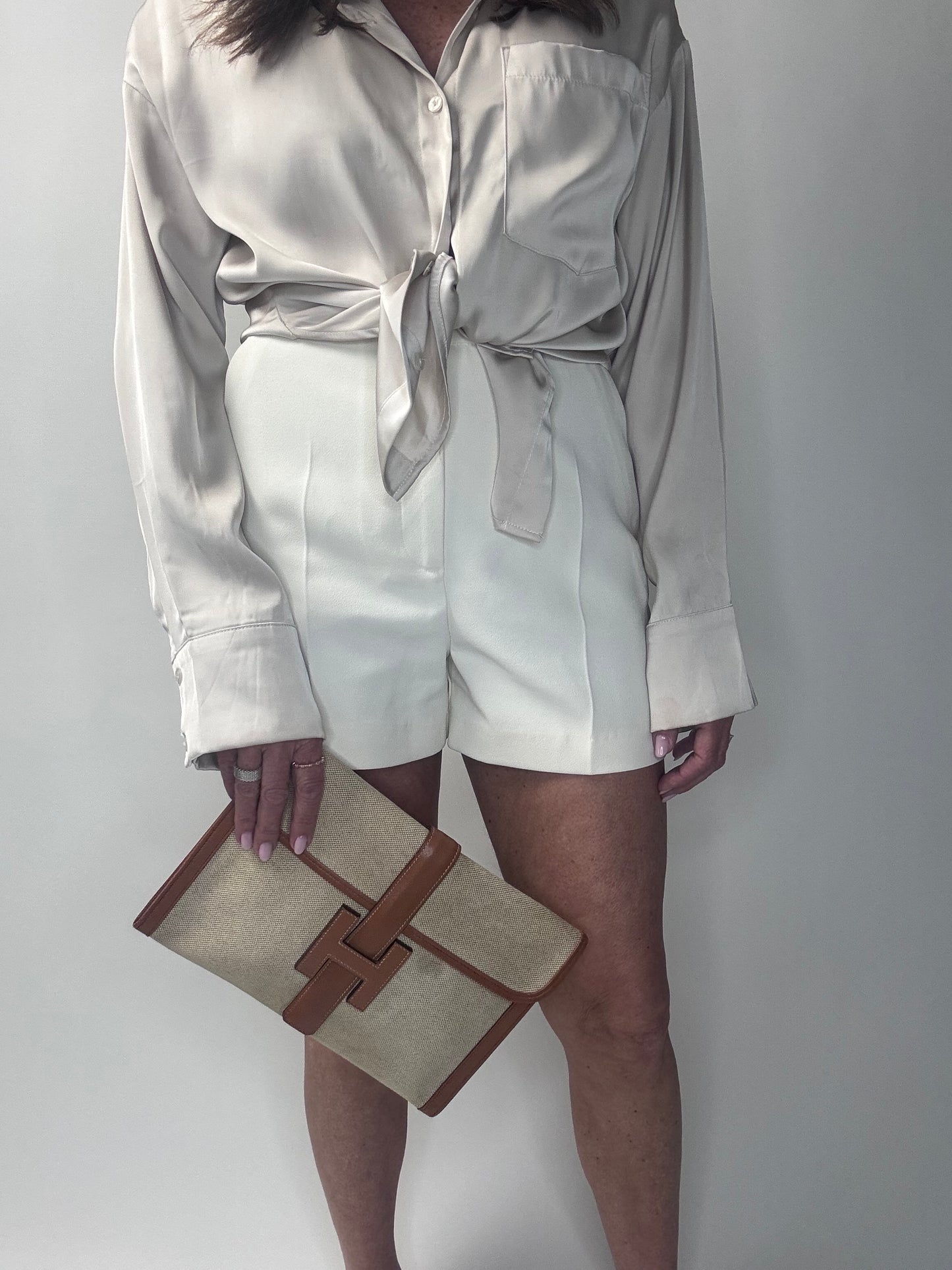 Hermes Peau Porc Toile Vintage Jige PM Clutch