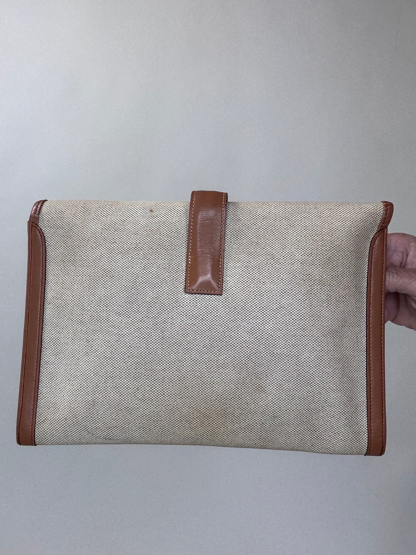 Hermes Peau Porc Toile Vintage Jige PM Clutch