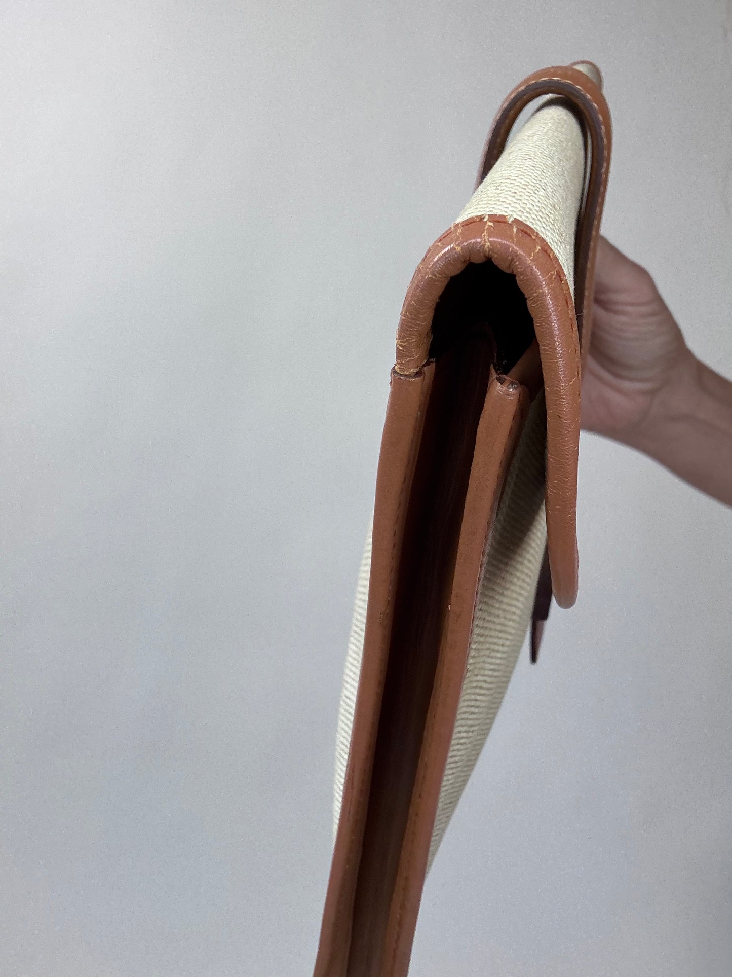 Hermes Peau Porc Toile Vintage Jige PM Clutch