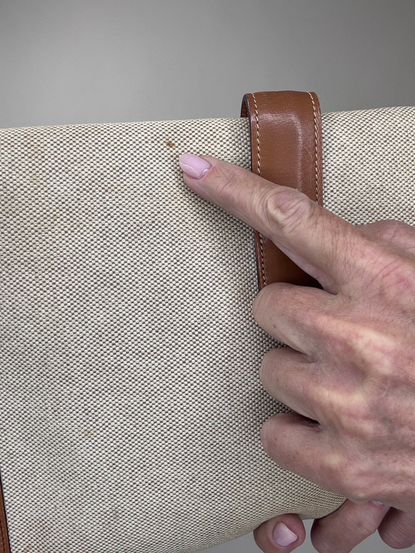 Hermes Peau Porc Toile Vintage Jige PM Clutch