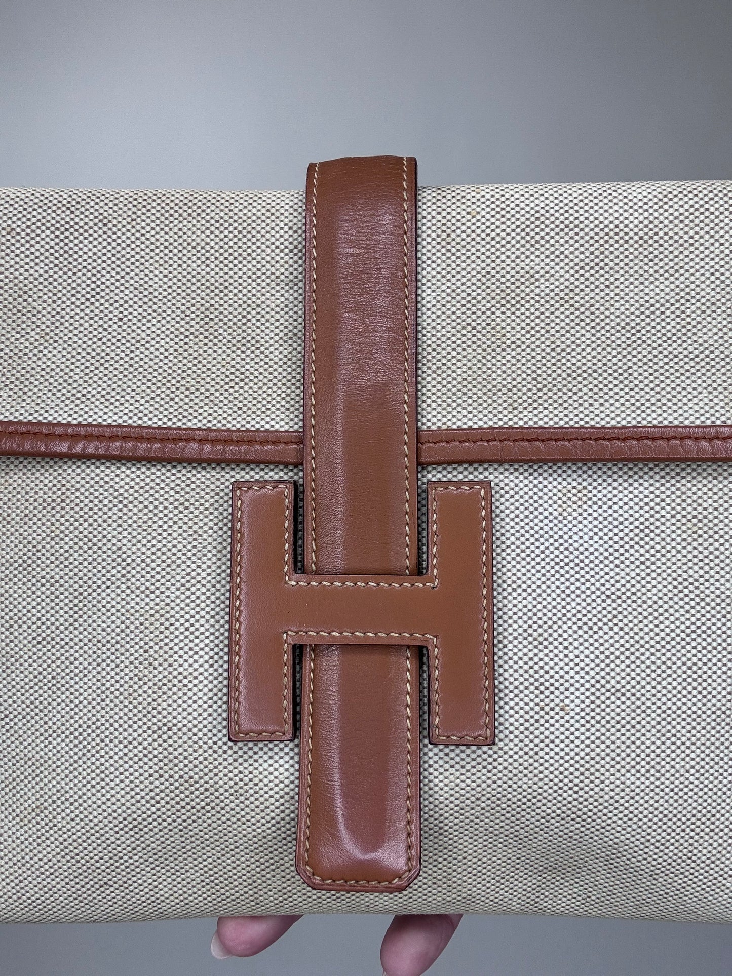 Hermes Peau Porc Toile Vintage Jige PM Clutch