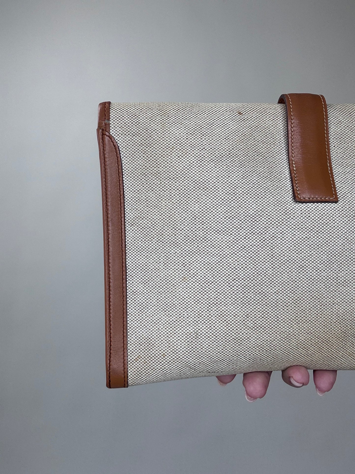 Hermes Peau Porc Toile Vintage Jige PM Clutch